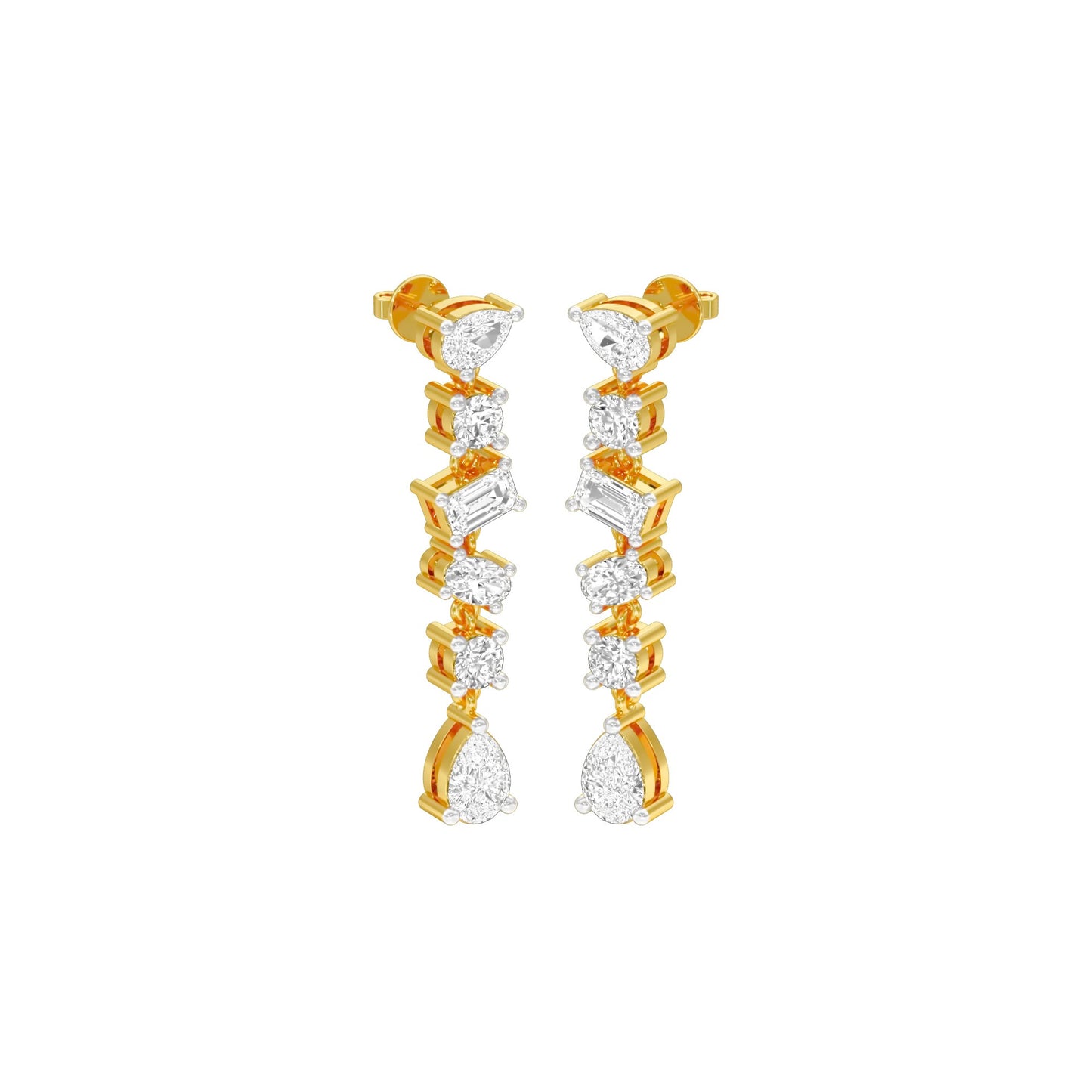 Raining Diamond Drop Earrings 18 KT / Yellow Gold