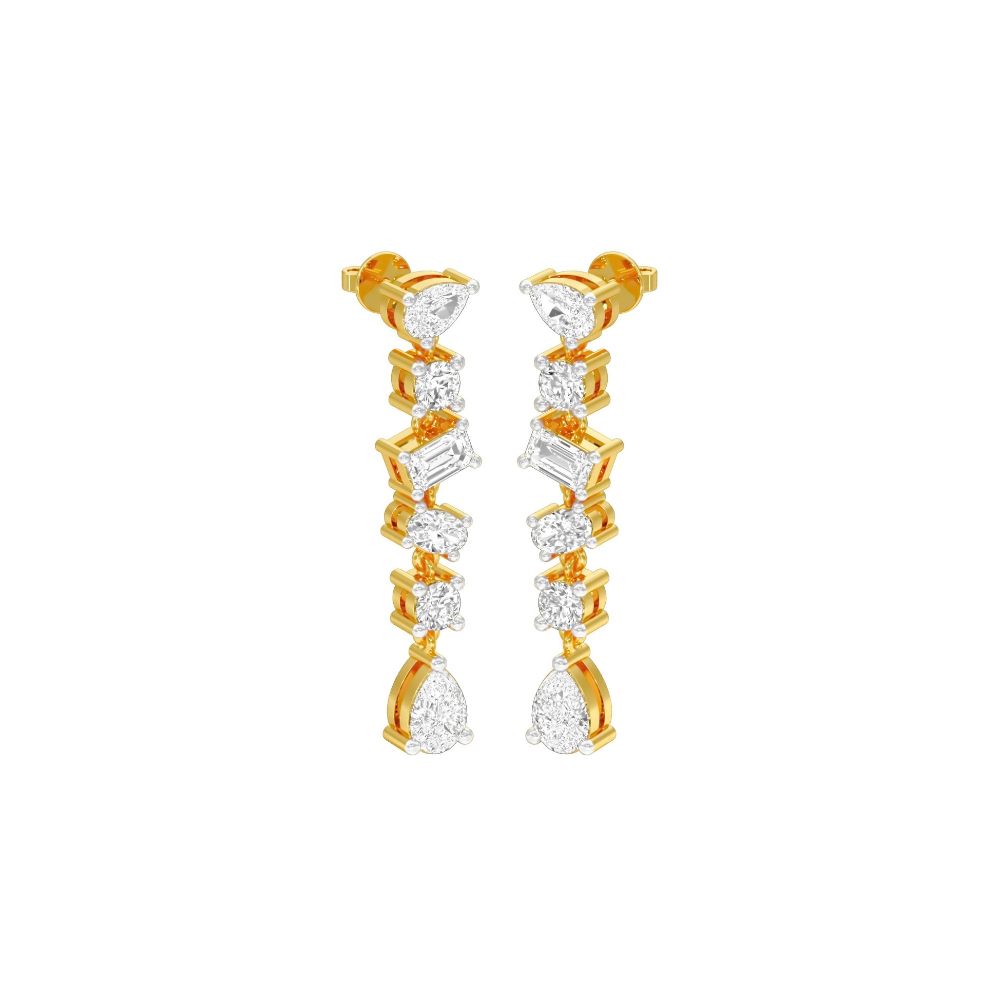 Raining Diamond Drop Earrings 18 KT / Yellow Gold