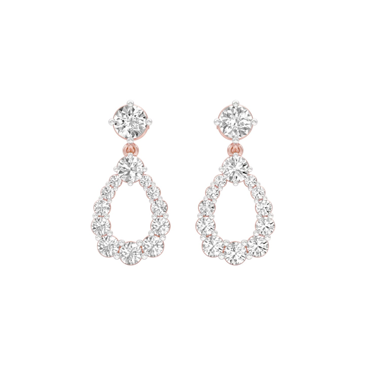 Crown Loop Diamond Drop Earrings 18 KT / Rose Gold