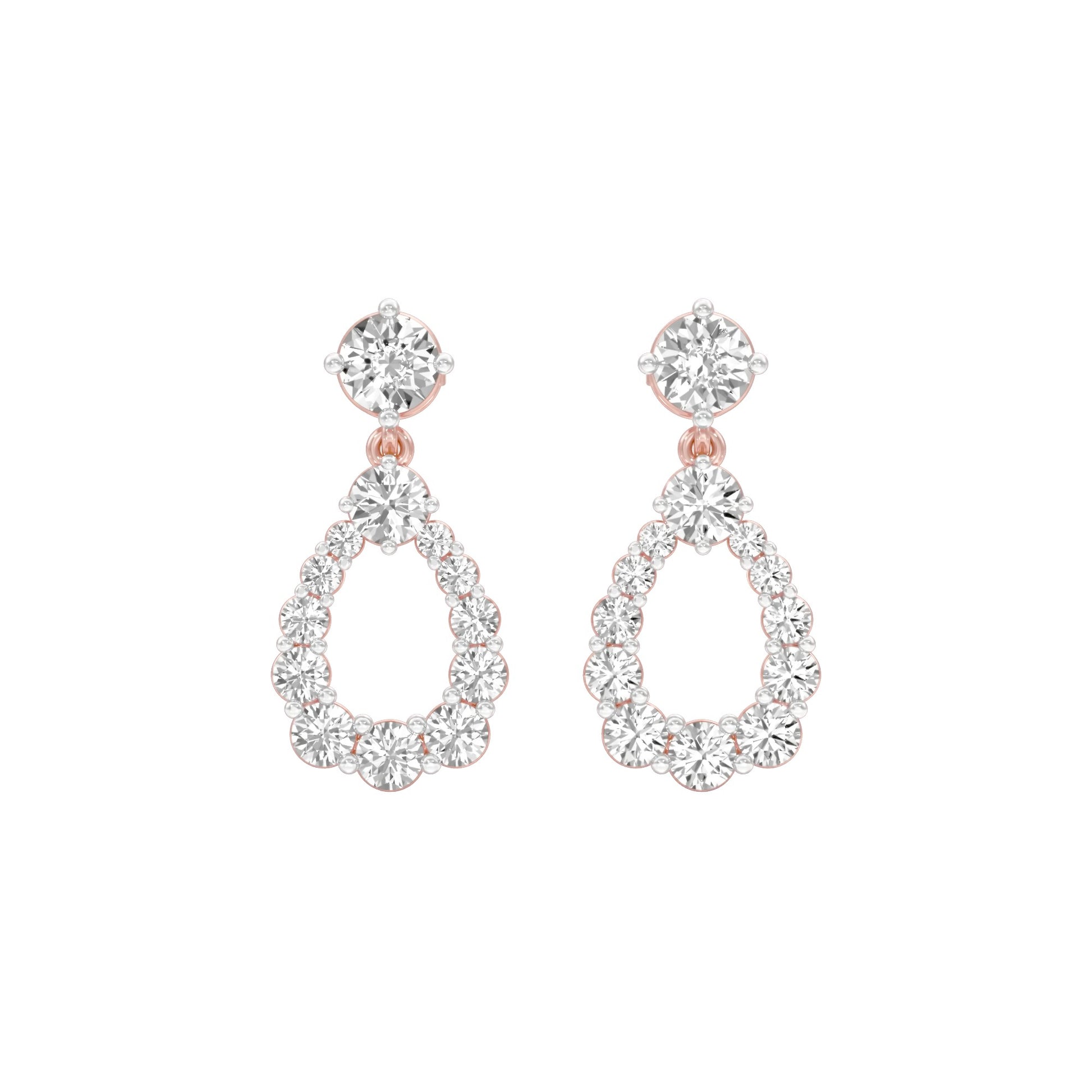 Crown Loop Diamond Drop Earrings 18 KT / Rose Gold