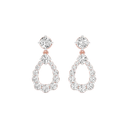 Crown Loop Diamond Drop Earrings 18 KT / Rose Gold