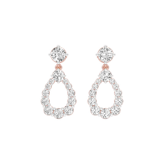 Crown Loop Diamond Drop Earrings 18 KT / Rose Gold