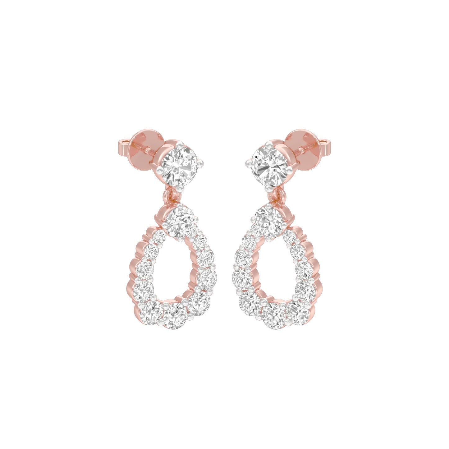 Crown Loop Diamond Drop Earrings 18 KT / Rose Gold