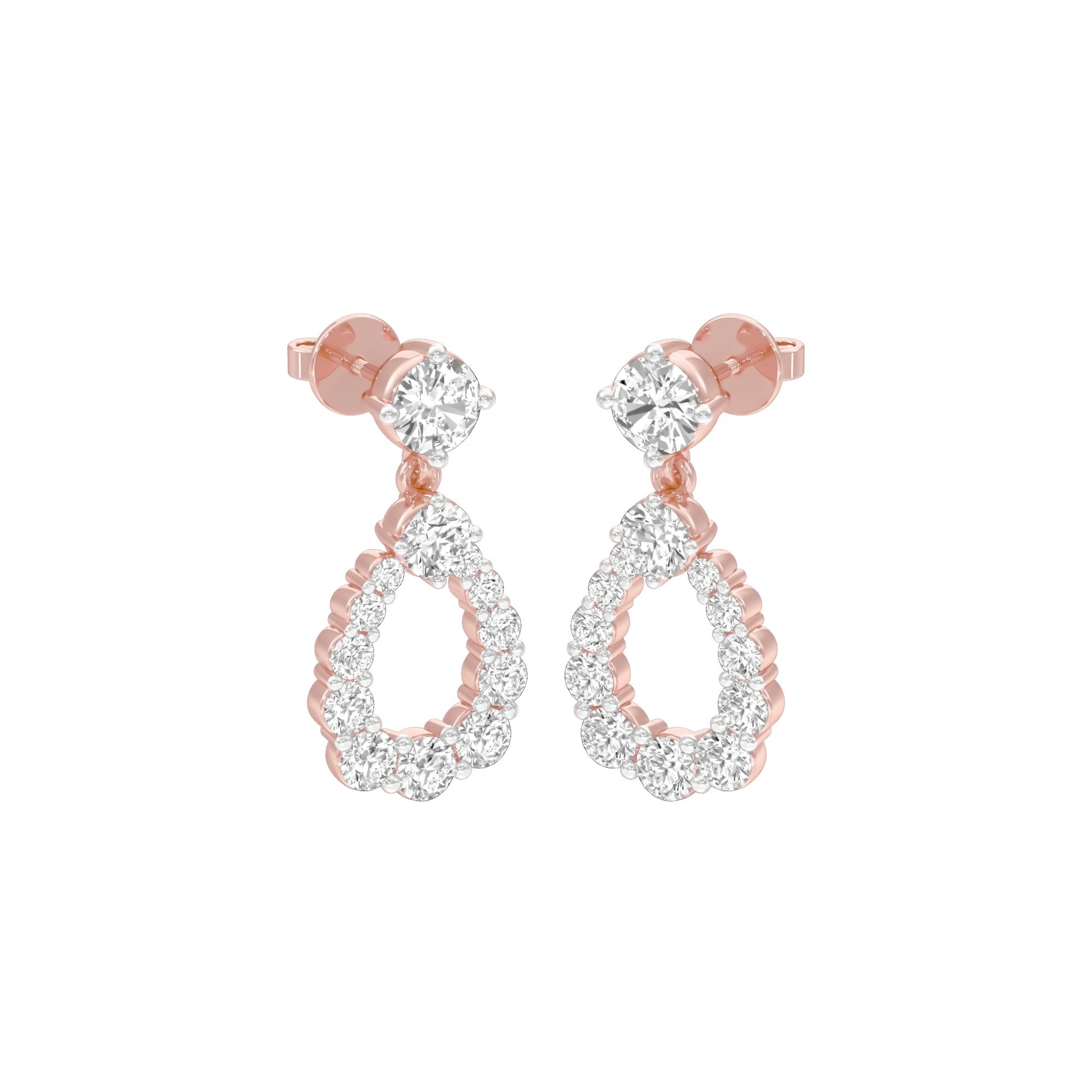 Crown Loop Diamond Drop Earrings 18 KT / Rose Gold