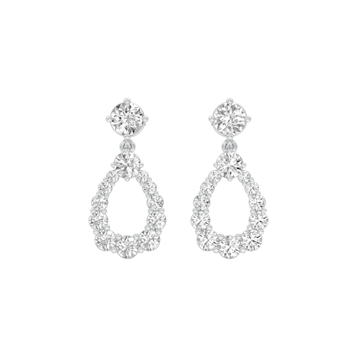 Crown Loop Diamond Drop Earrings 18 KT / White Gold