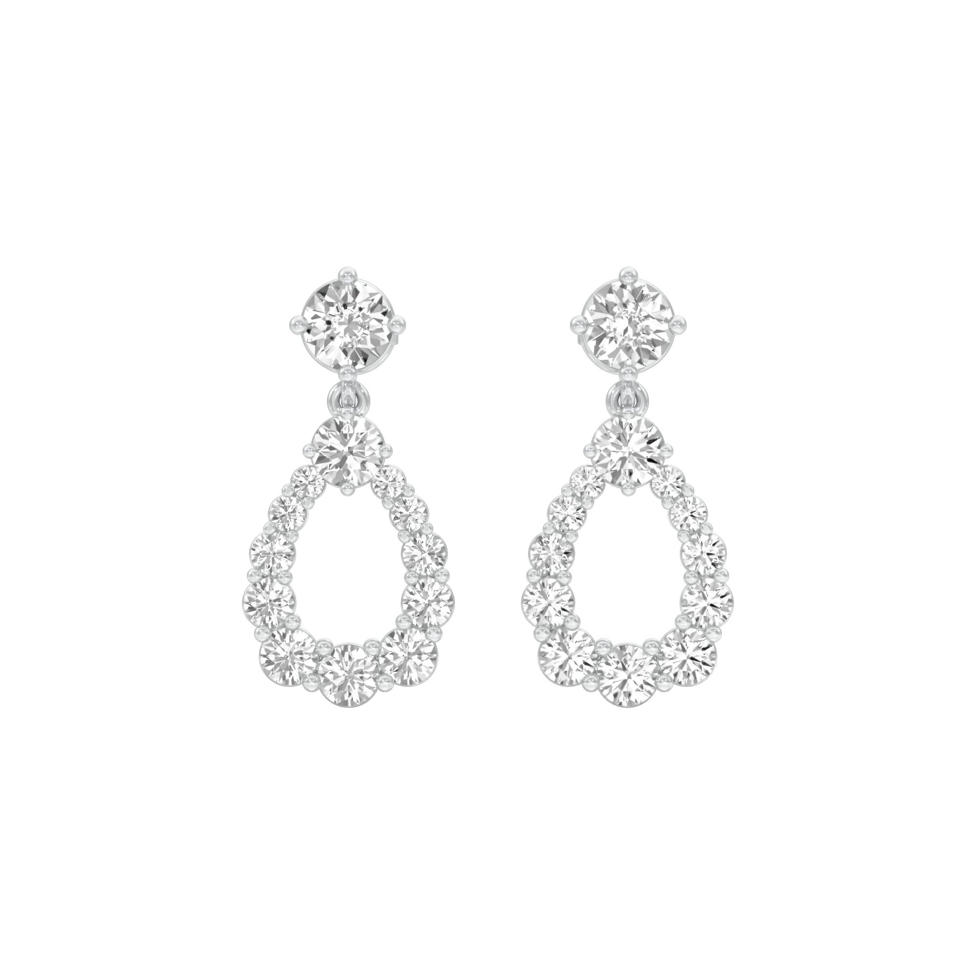 Crown Loop Diamond Drop Earrings 18 KT / White Gold