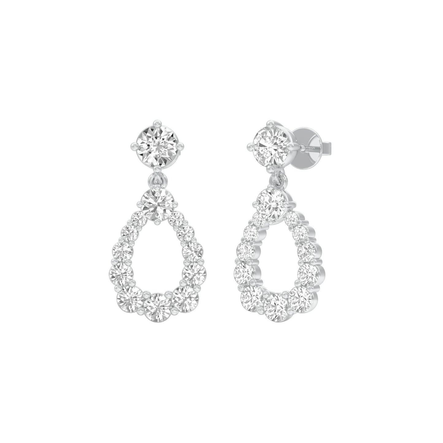 Crown Loop Diamond Drop Earrings 18 KT / White Gold
