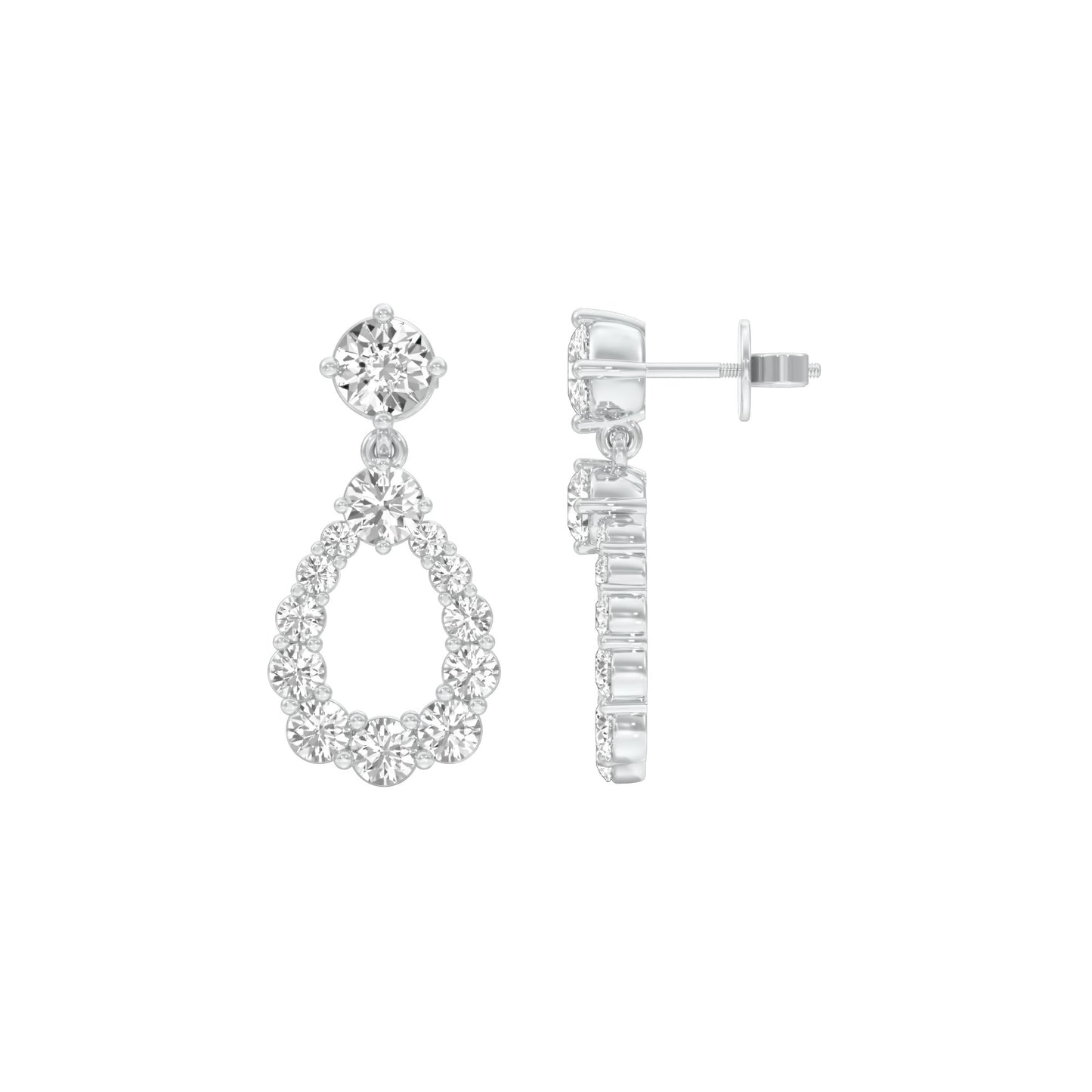 Crown Loop Diamond Drop Earrings 18 KT / White Gold