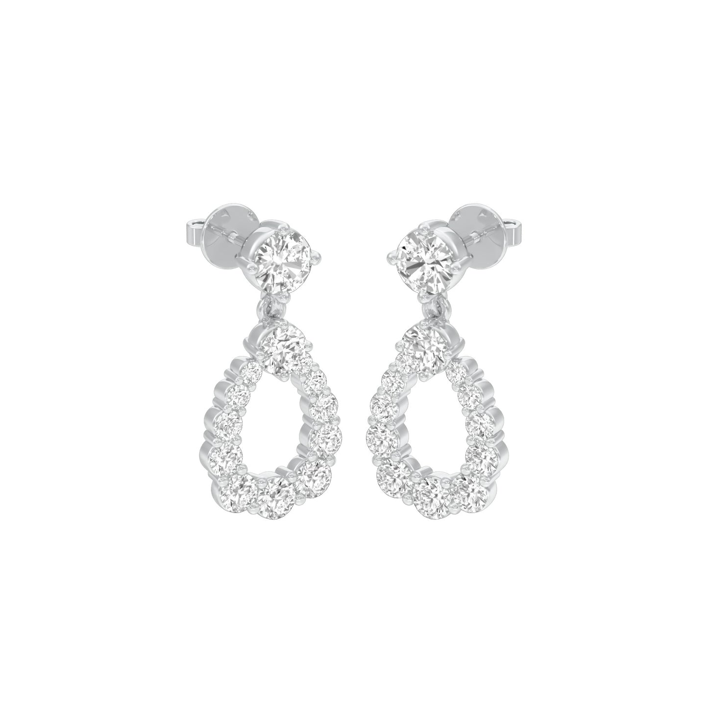 Crown Loop Diamond Drop Earrings 18 KT / White Gold