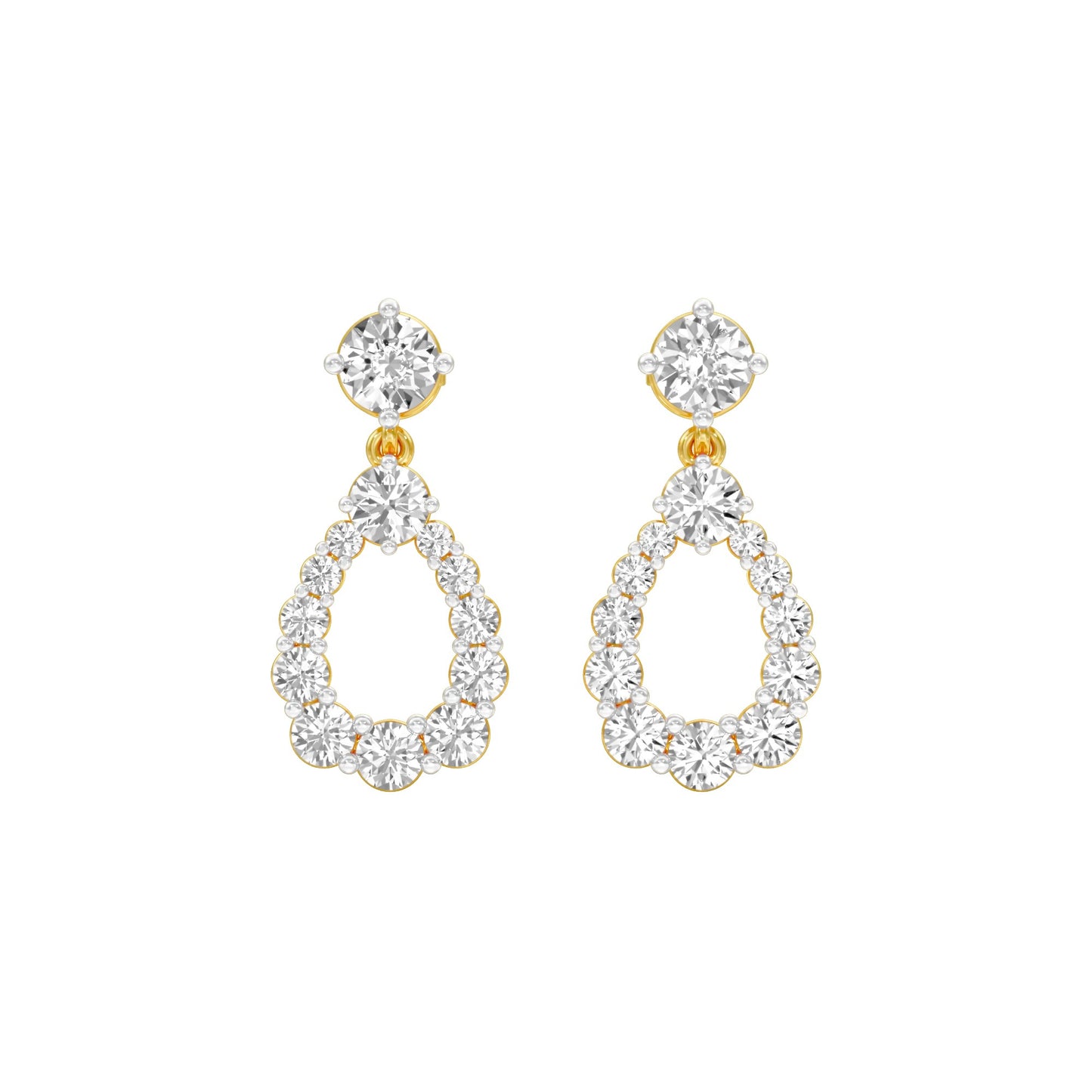 Crown Loop Diamond Drop Earrings 18 KT / Yellow Gold