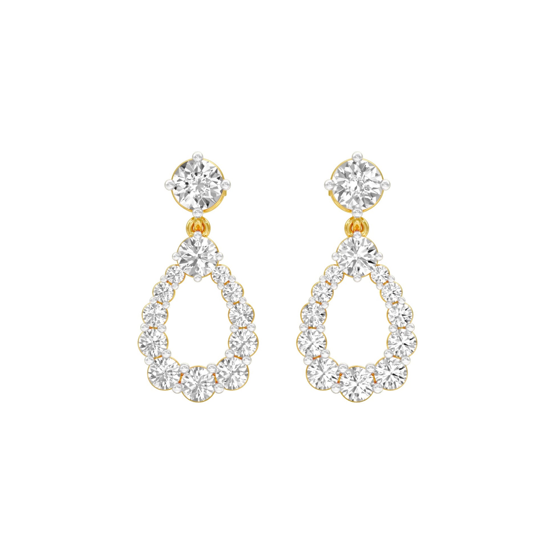 Crown Loop Diamond Drop Earrings 18 KT / Yellow Gold