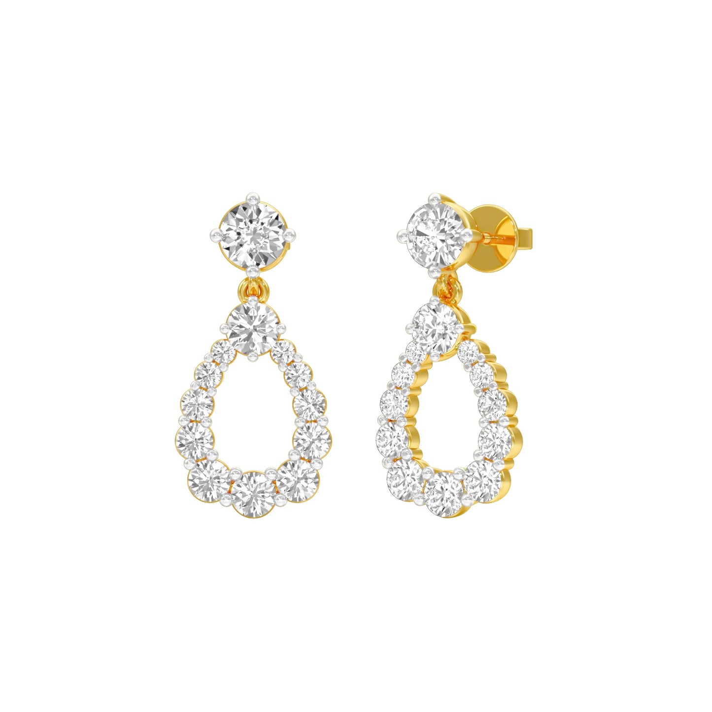 Crown Loop Diamond Drop Earrings 18 KT / Yellow Gold