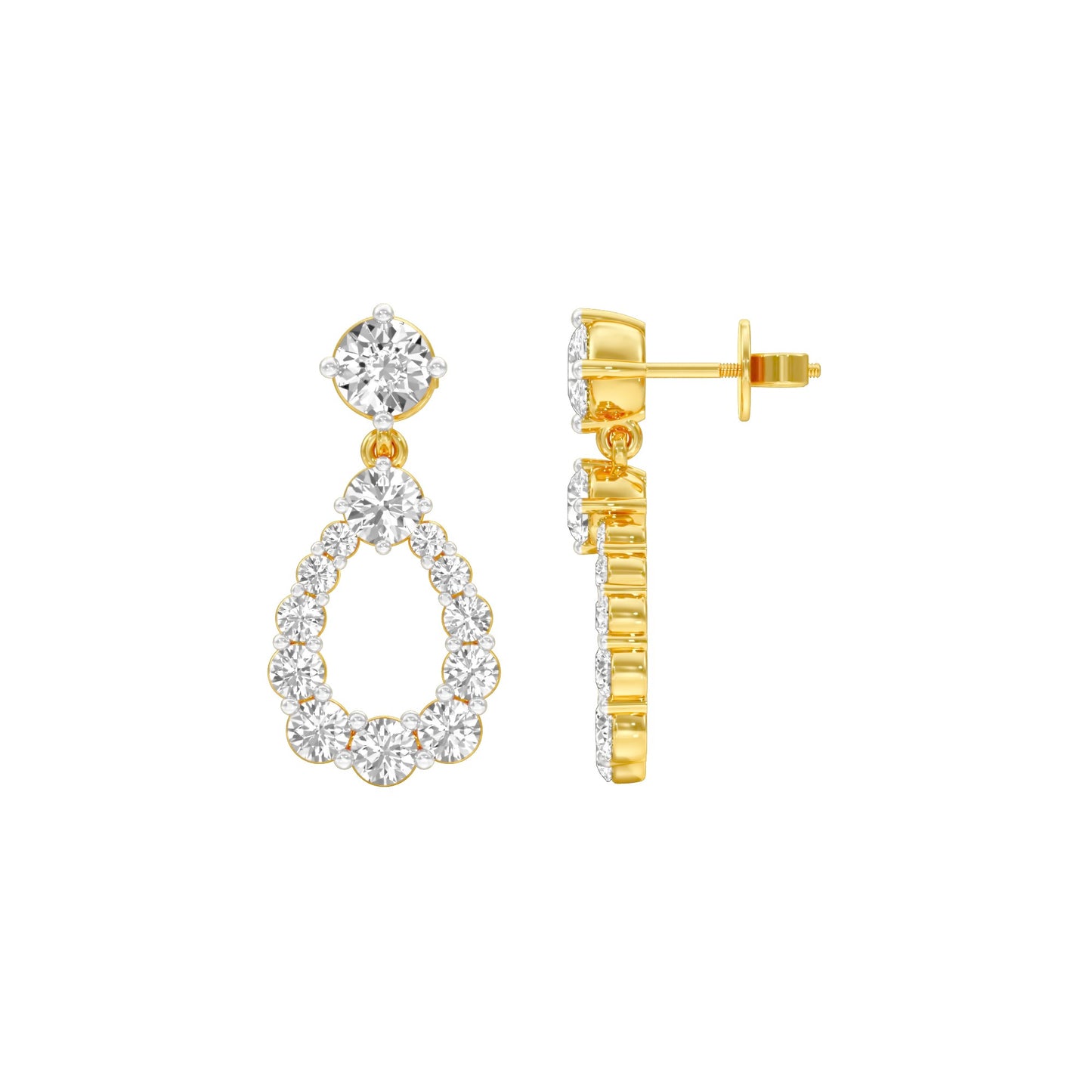 Crown Loop Diamond Drop Earrings 18 KT / Yellow Gold