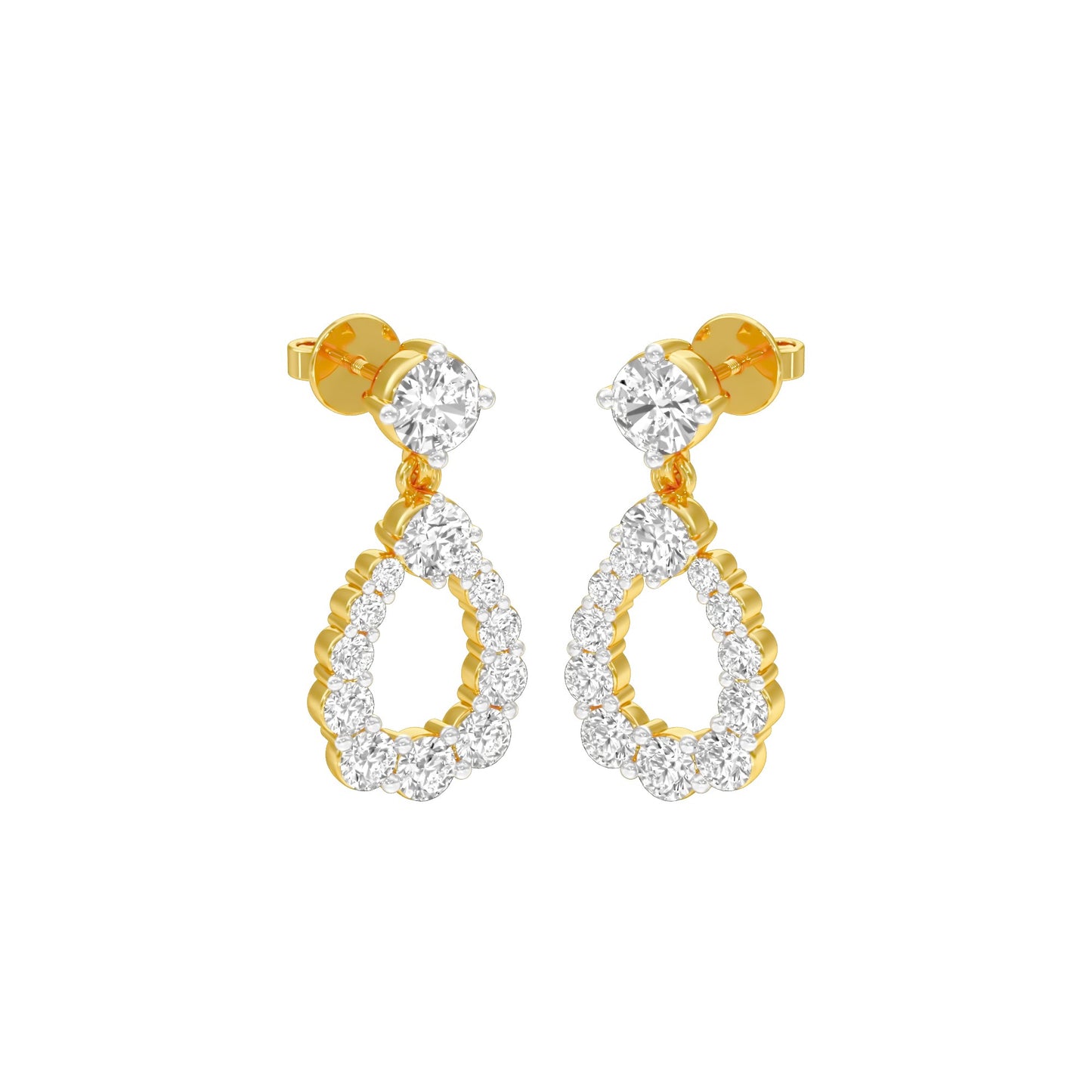 Crown Loop Diamond Drop Earrings 18 KT / Yellow Gold