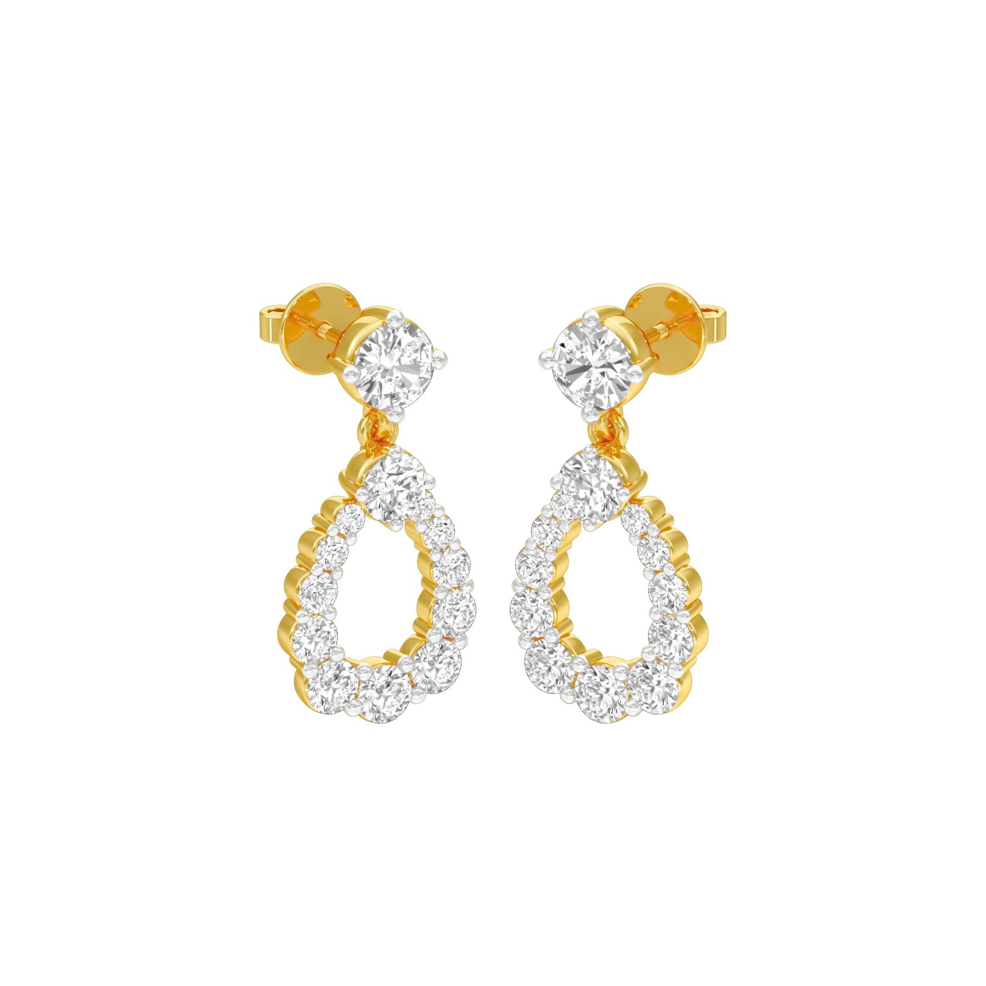 Crown Loop Diamond Drop Earrings 18 KT / Yellow Gold