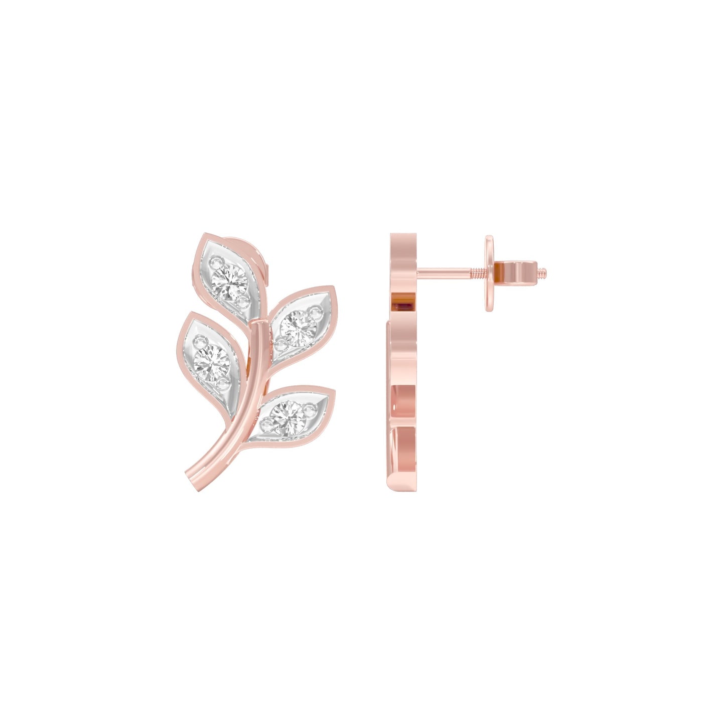 Sprout Studs Diamond Stud Earrings 18 KT / Rose Gold