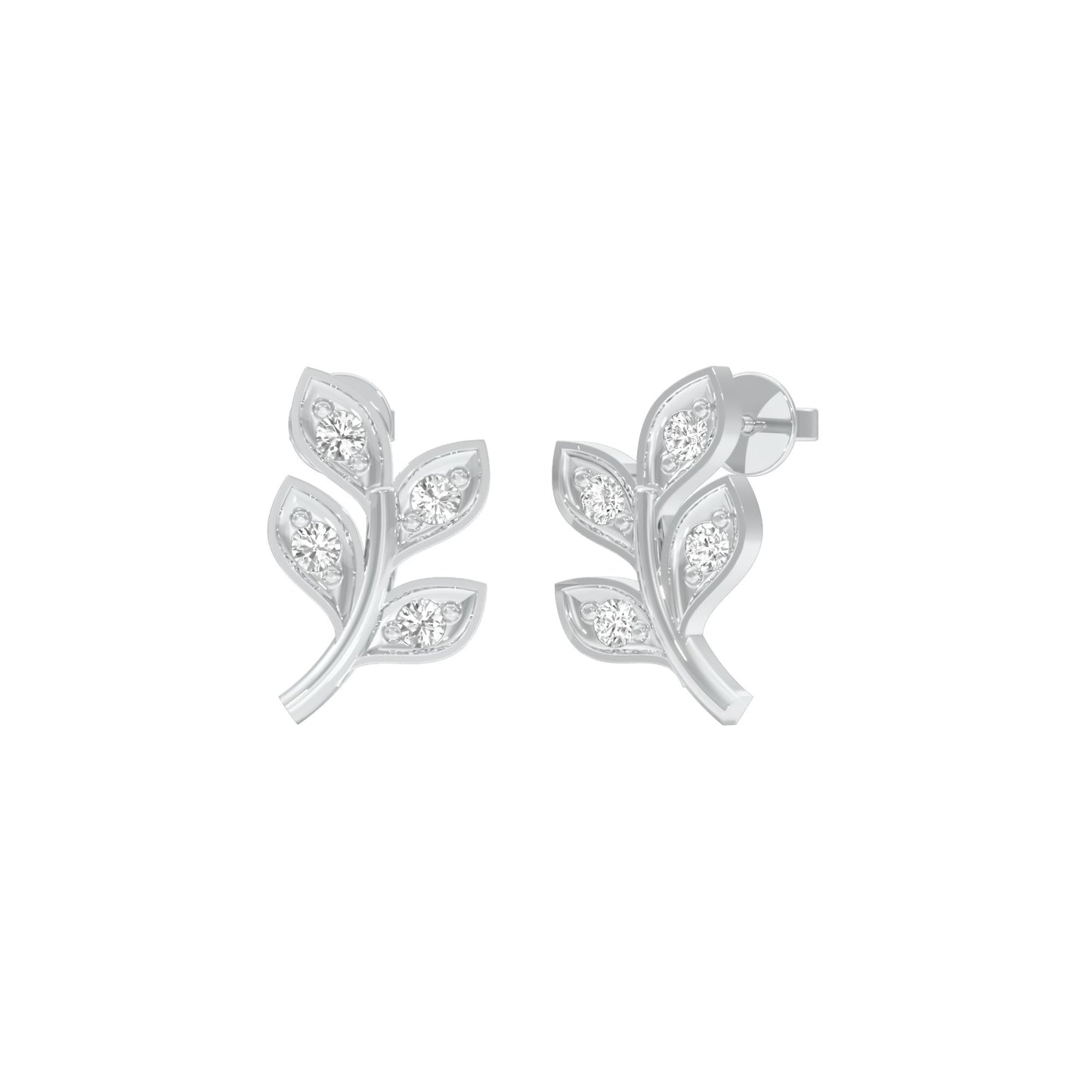 Sprout Studs Diamond Stud Earrings 18 KT / White Gold