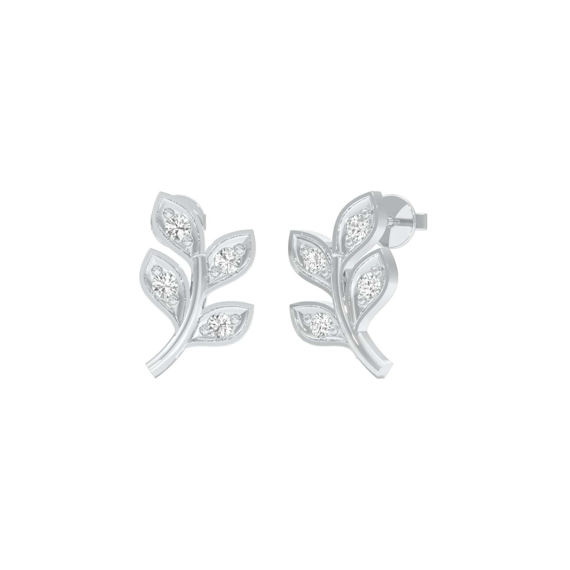 Sprout Studs Diamond Stud Earrings 18 KT / White Gold
