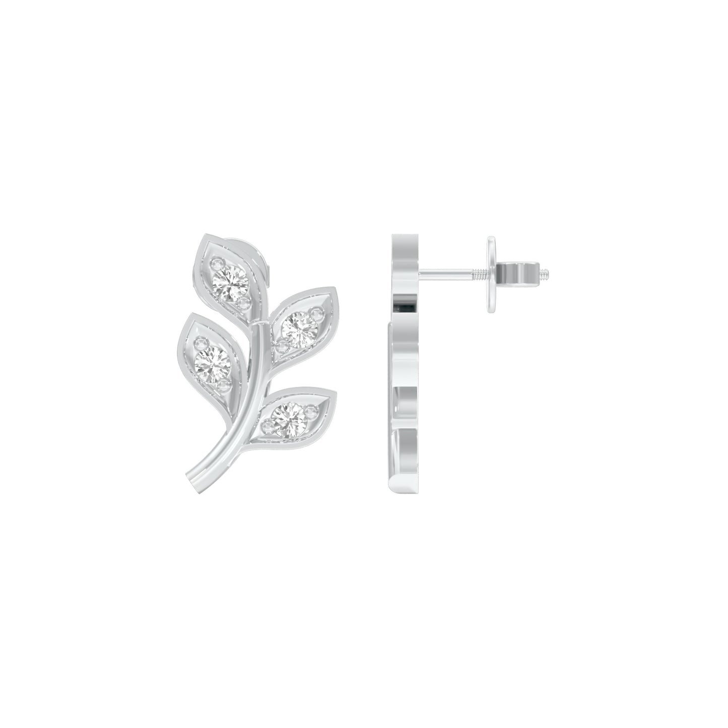 Sprout Studs Diamond Stud Earrings 18 KT / White Gold