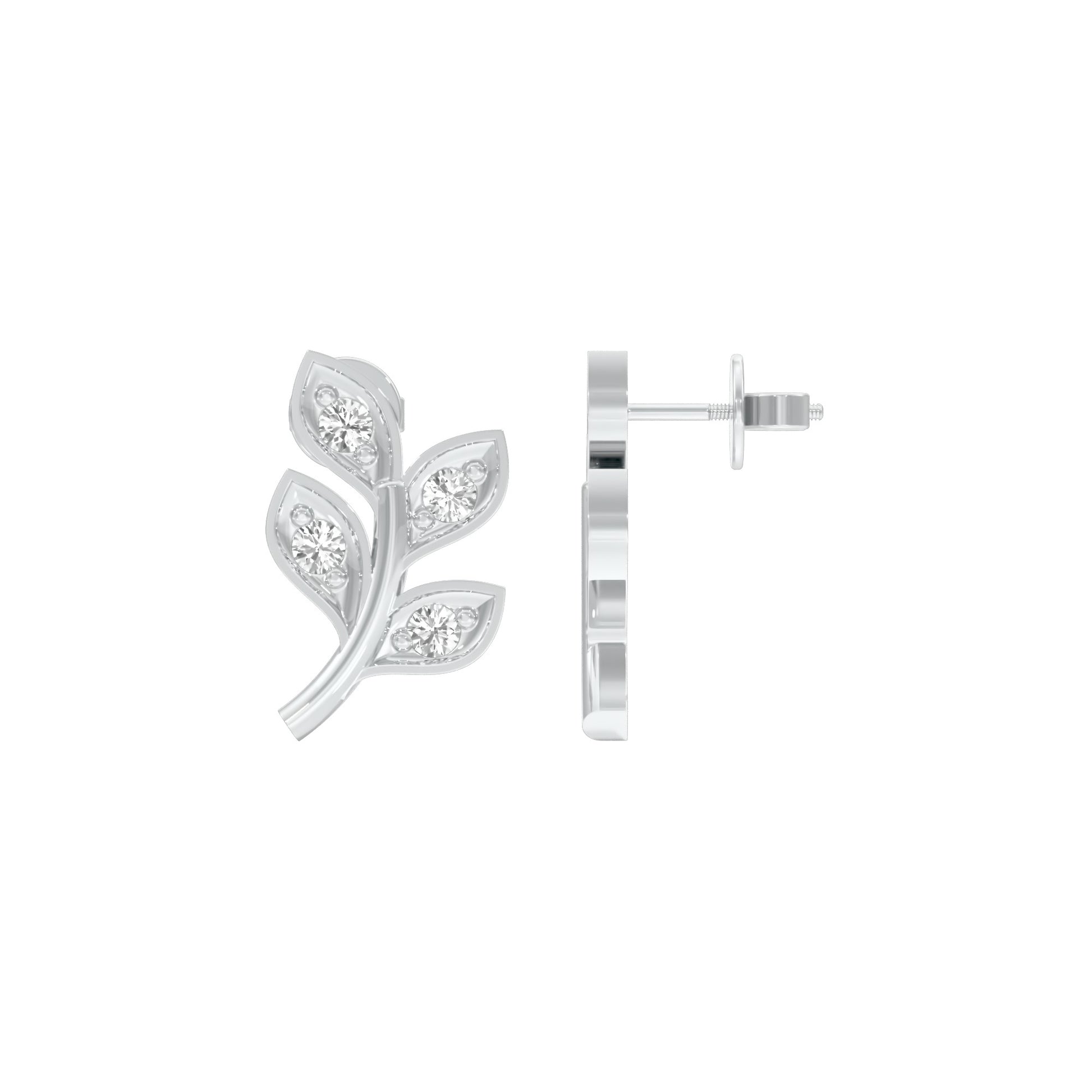 Sprout Studs Diamond Stud Earrings 18 KT / White Gold