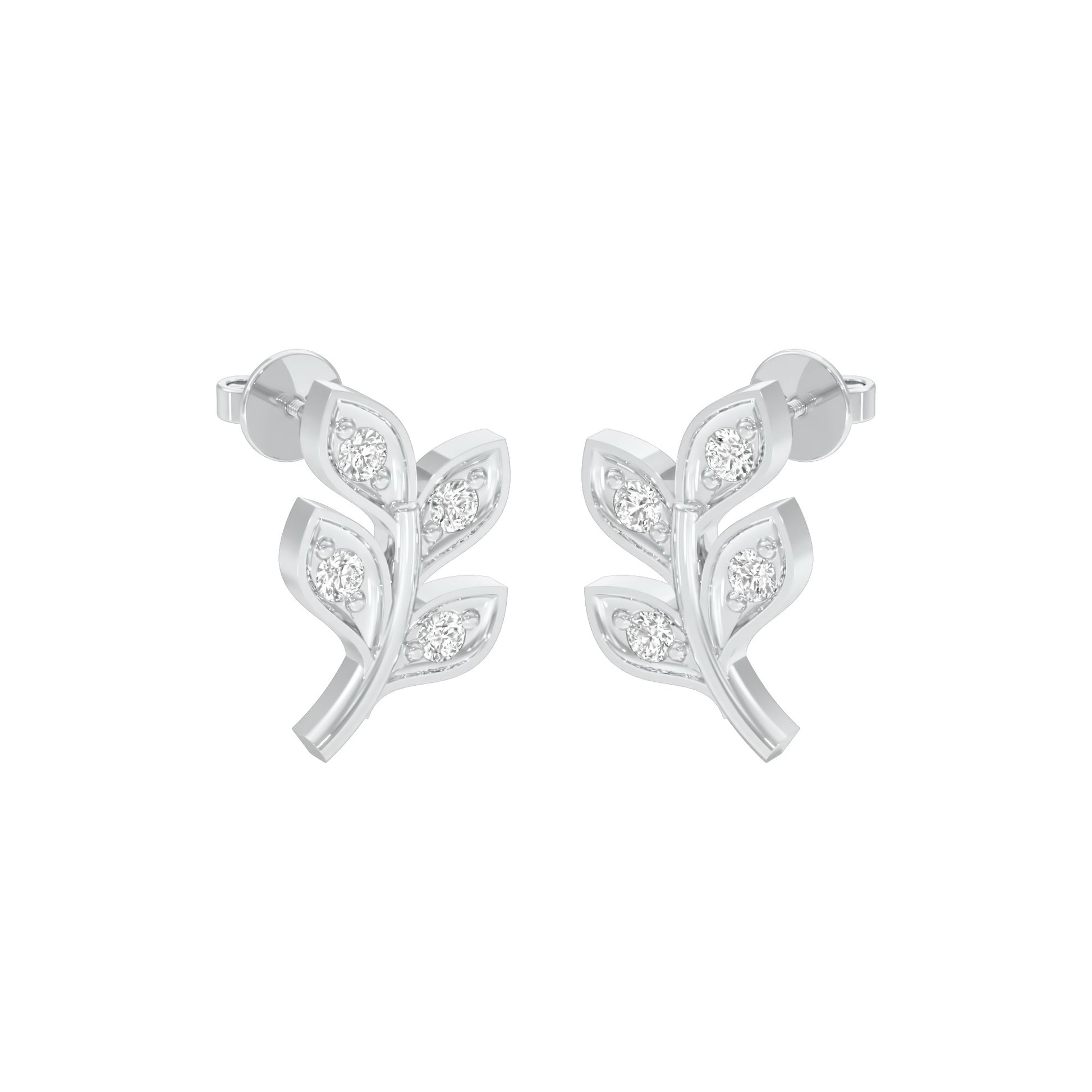 Sprout Studs Diamond Stud Earrings 18 KT / White Gold