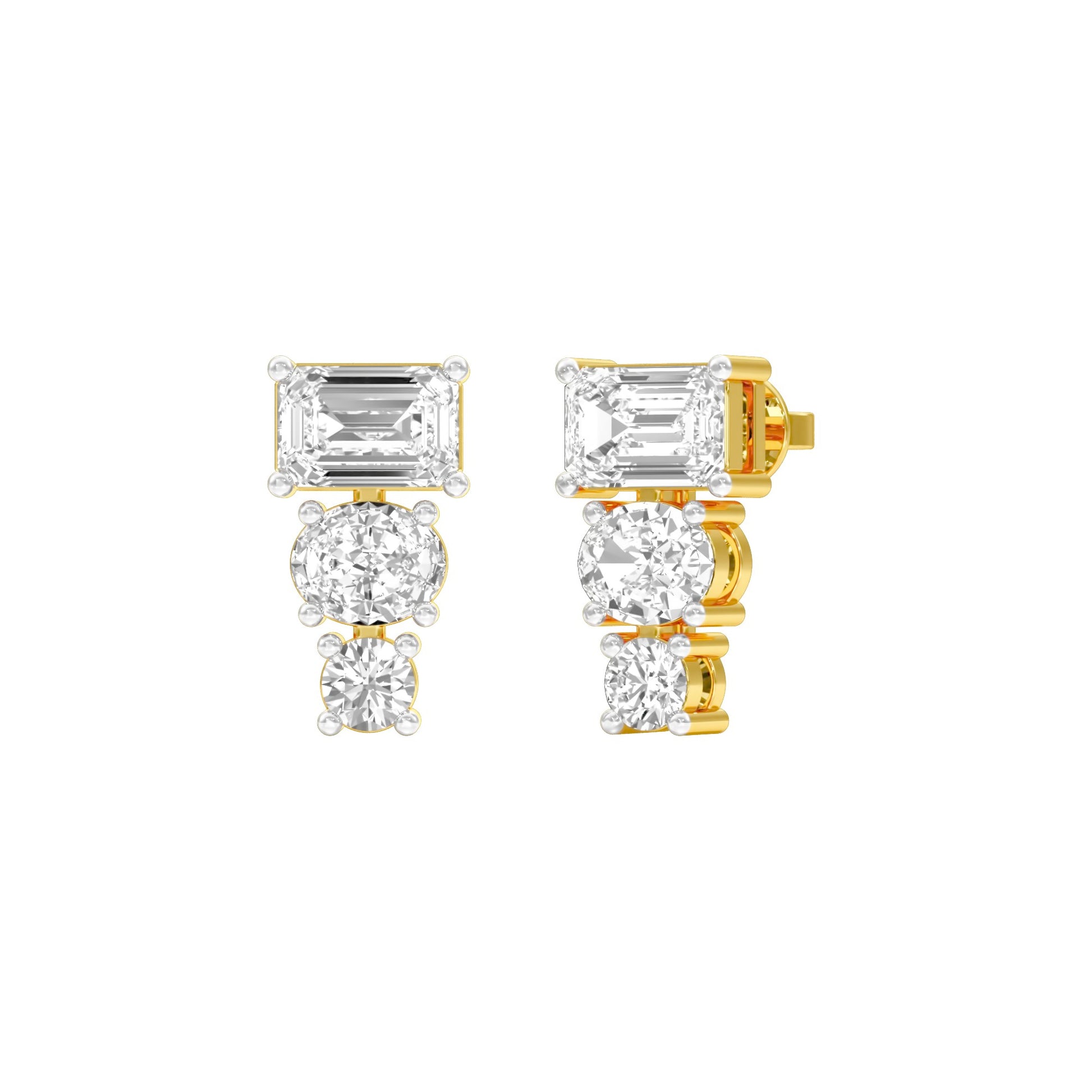 Shapeshift Diamond Drop Earrings 18 KT / Yellow Gold