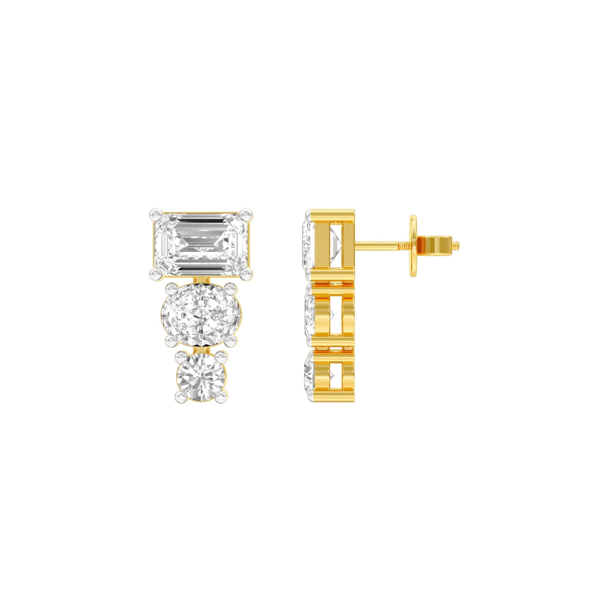 Shapeshift Diamond Drop Earrings 18 KT / Yellow Gold