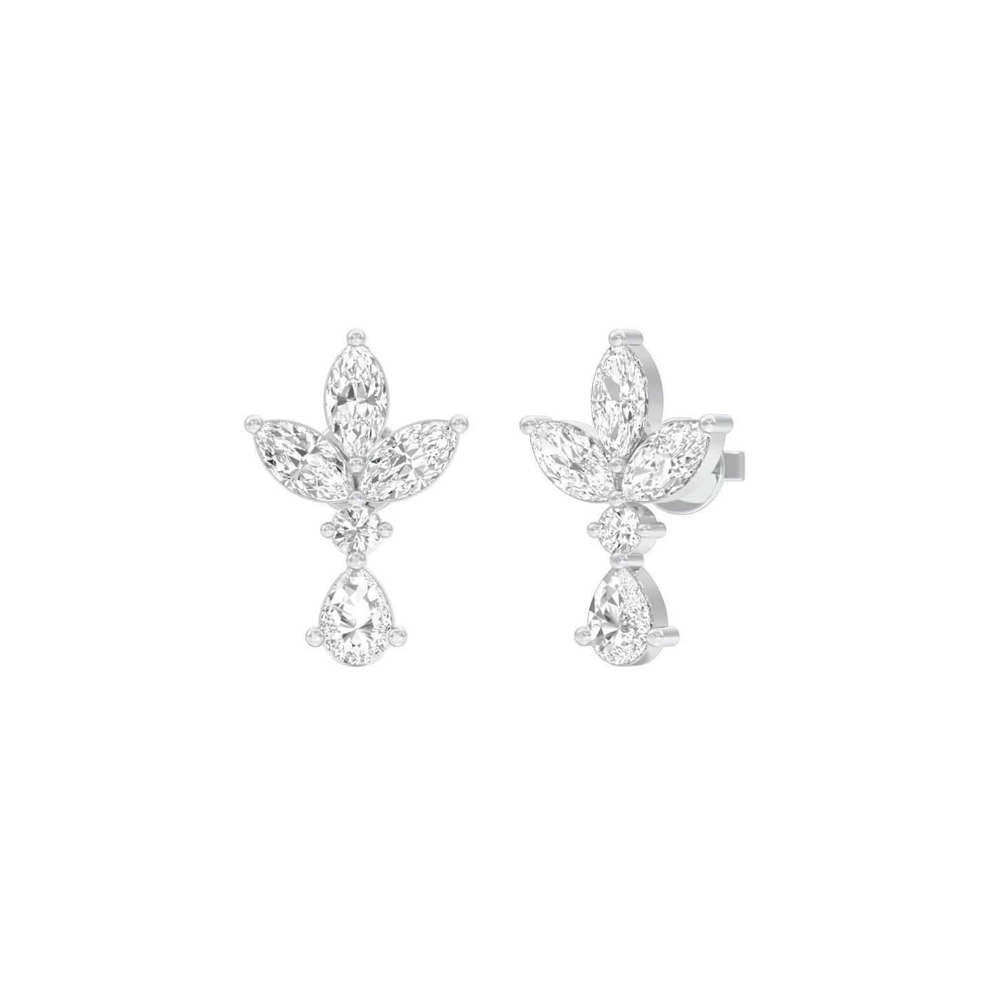 Triform Spark Diamond Drop Earrings 18 KT / White Gold