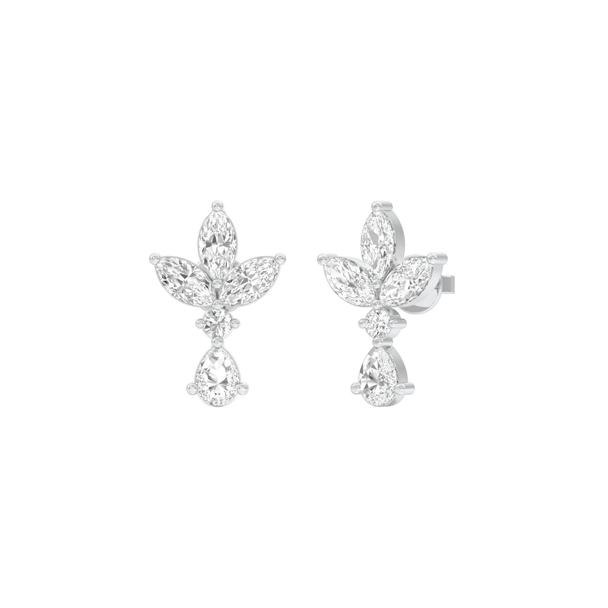 Triform Spark Diamond Drop Earrings 18 KT / White Gold