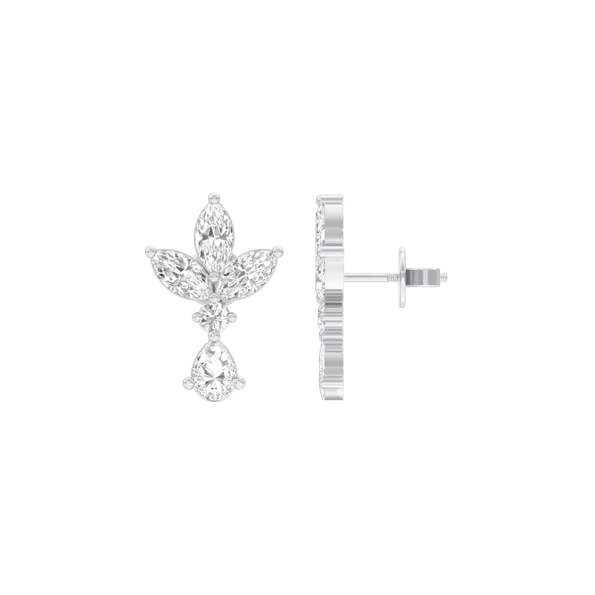 Triform Spark Diamond Drop Earrings 18 KT / White Gold