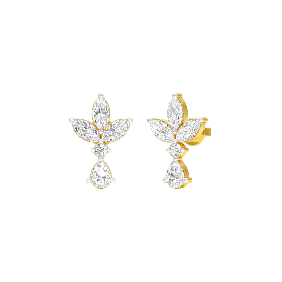 Triform Spark Diamond Drop Earrings 18 KT / Yellow Gold