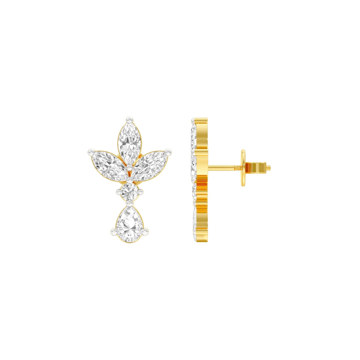 Triform Spark Diamond Drop Earrings 18 KT / Yellow Gold