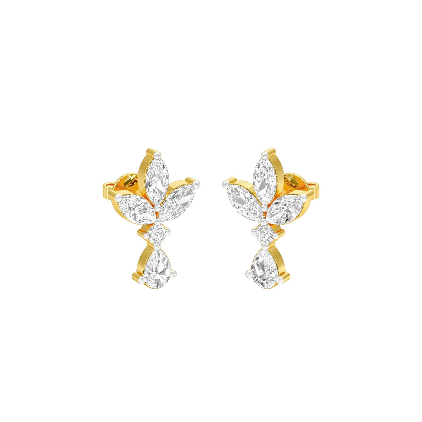 Triform Spark Diamond Drop Earrings 18 KT / Yellow Gold
