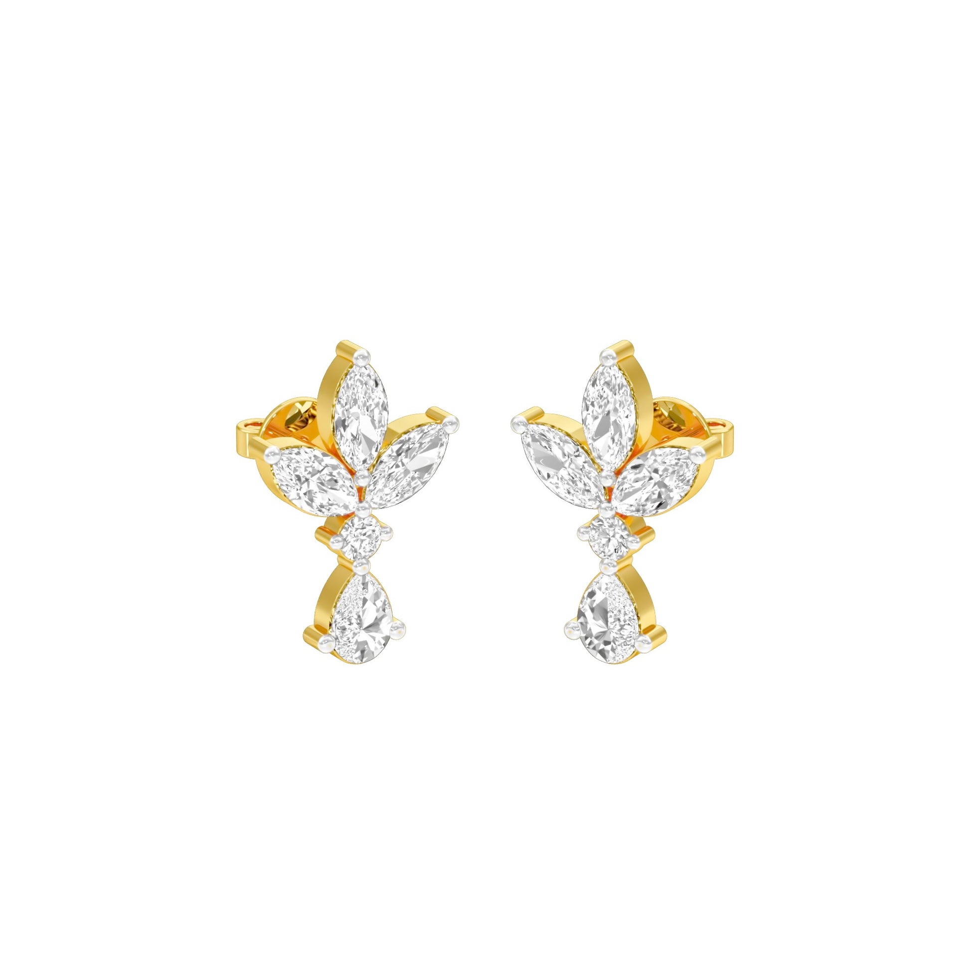 Triform Spark Diamond Drop Earrings 18 KT / Yellow Gold