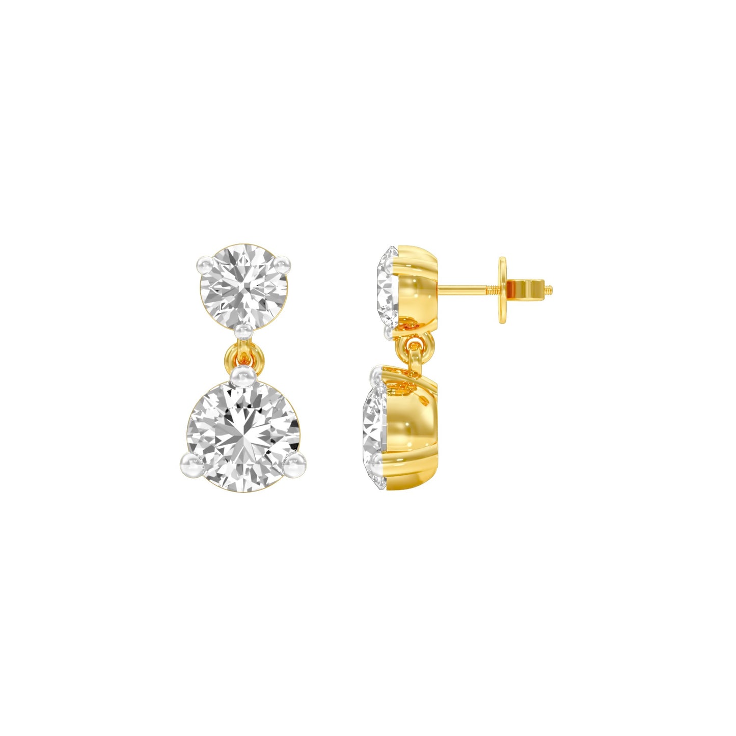 Moon Drip Diamond Stud Earrings 18 KT / Yellow Gold