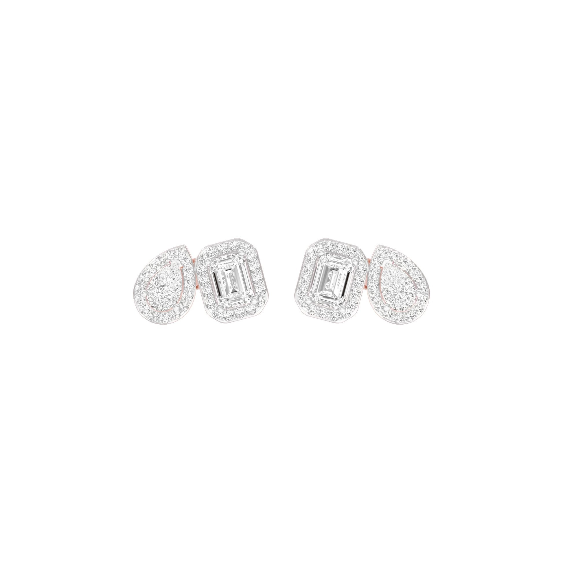 Dazzle Tabs Diamond Stud Earrings 18 KT / Rose Gold