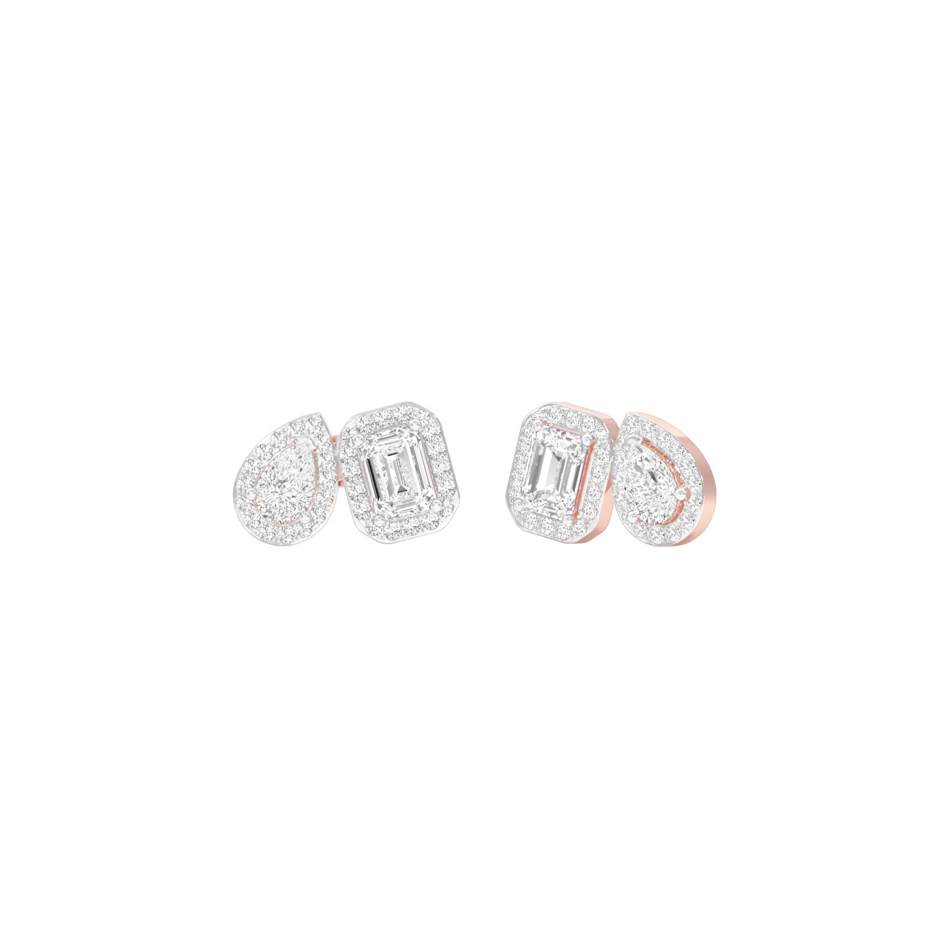 Dazzle Tabs Diamond Stud Earrings 18 KT / Rose Gold