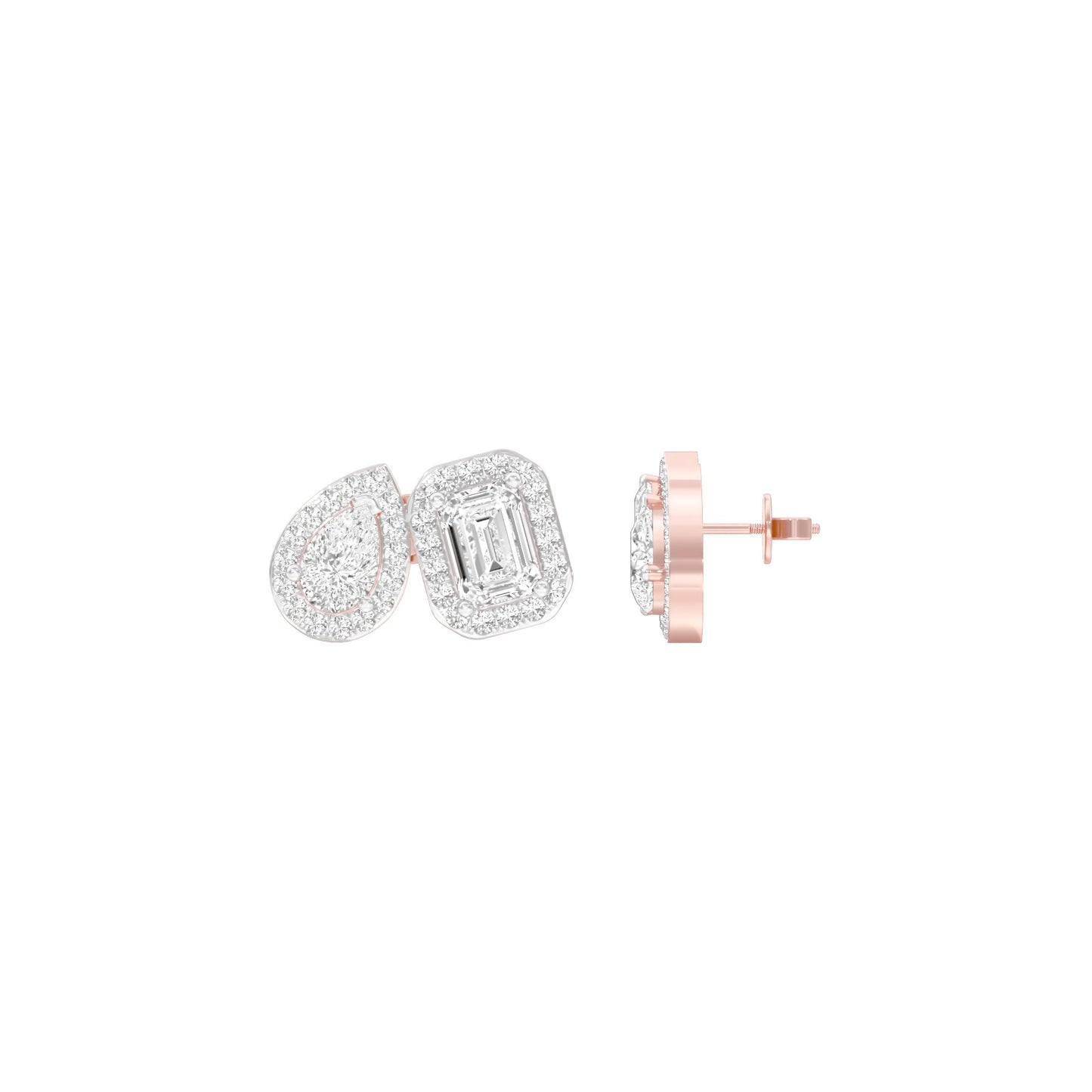 Dazzle Tabs Diamond Stud Earrings 18 KT / Rose Gold