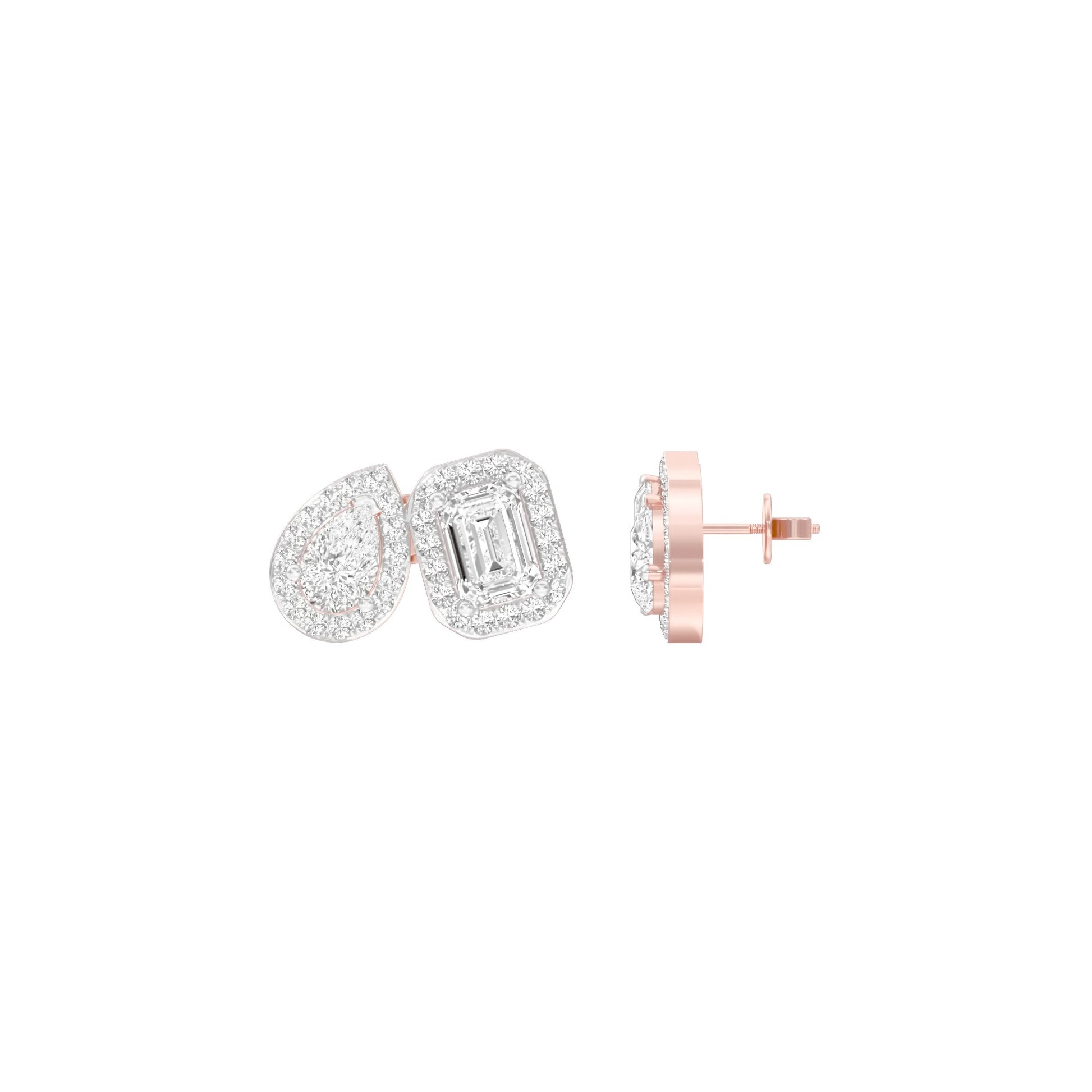 Dazzle Tabs Diamond Stud Earrings 18 KT / Rose Gold