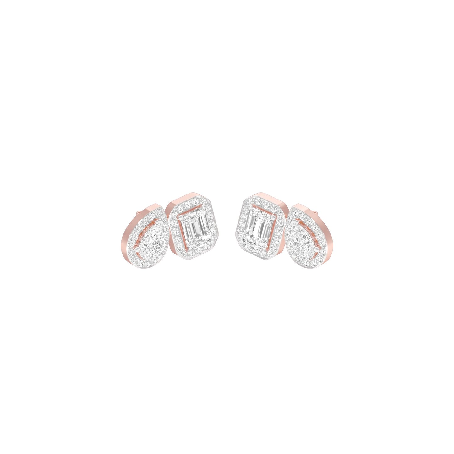 Dazzle Tabs Diamond Stud Earrings 18 KT / Rose Gold