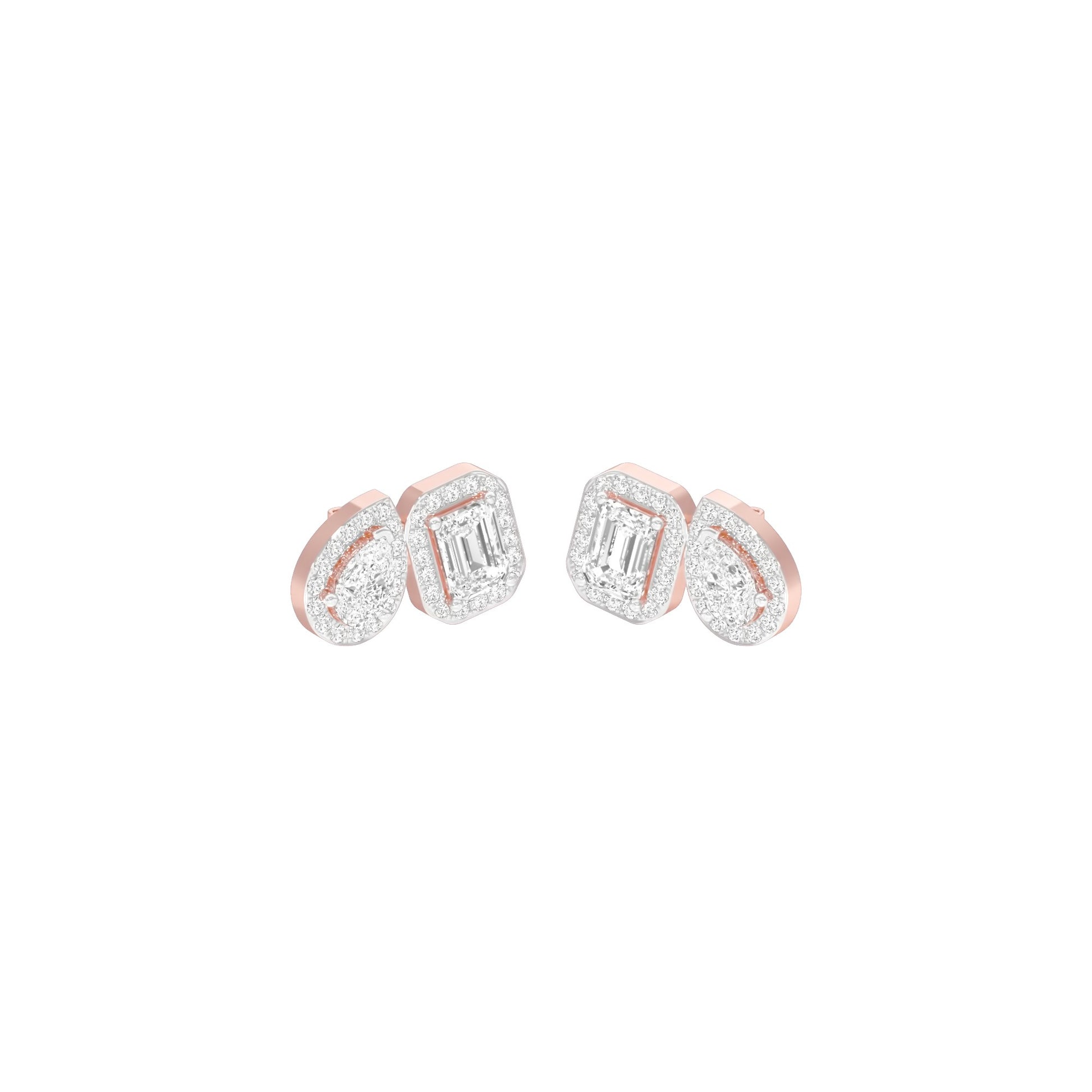 Dazzle Tabs Diamond Stud Earrings 18 KT / Rose Gold