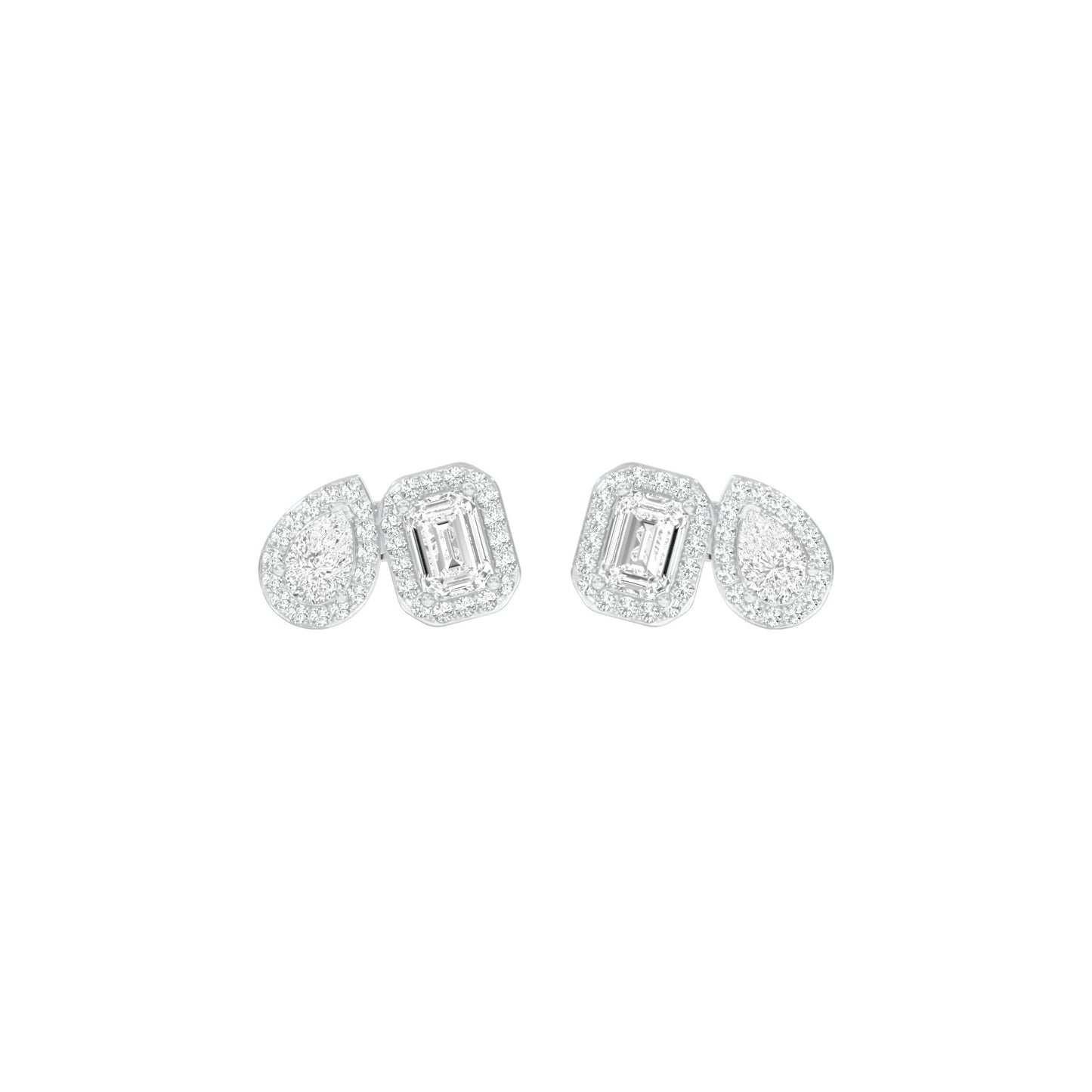 Dazzle Tabs Diamond Stud Earrings 18 KT / White Gold