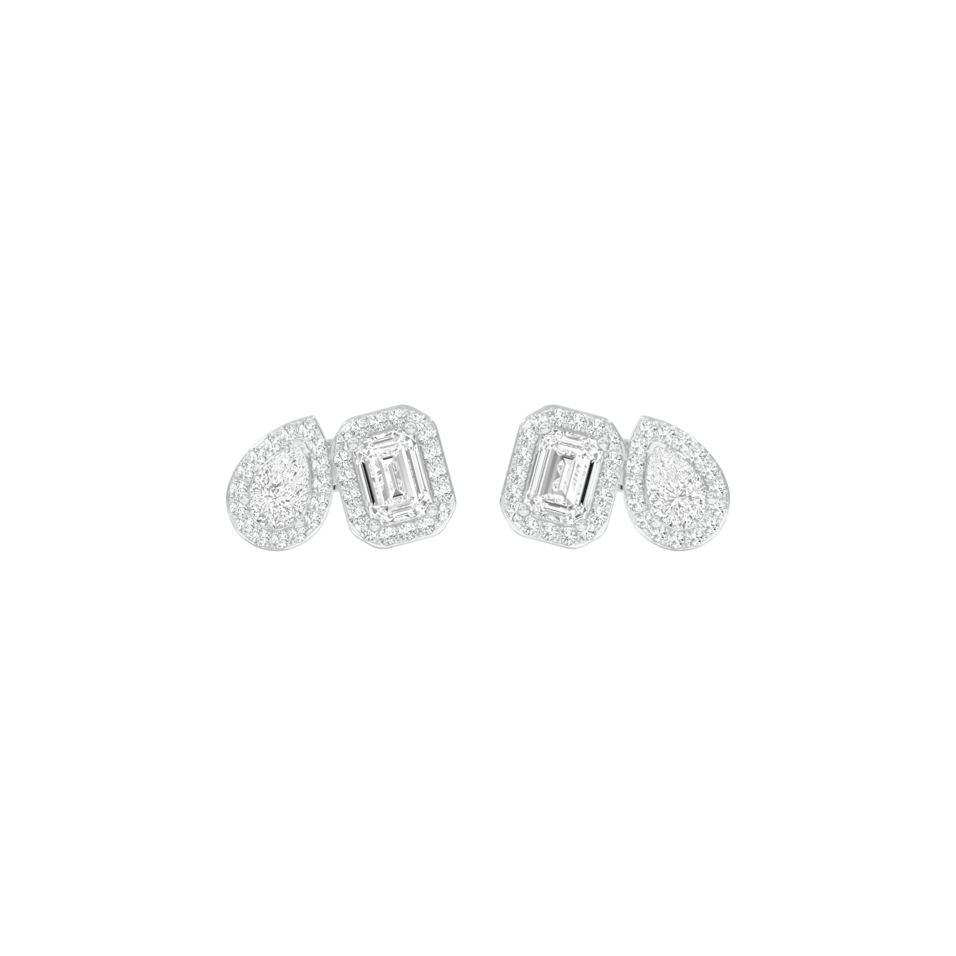 Dazzle Tabs Diamond Stud Earrings 18 KT / White Gold