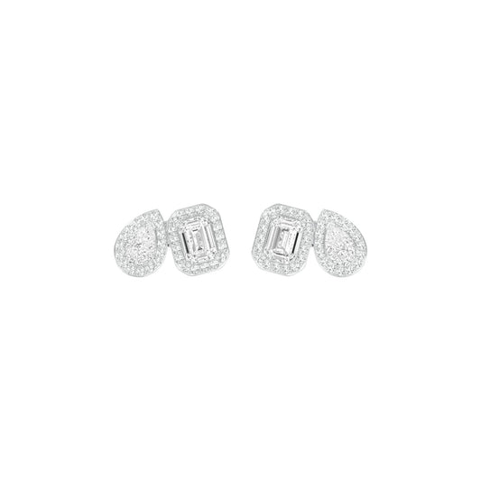 Dazzle Tabs Diamond Stud Earrings 18 KT / White Gold