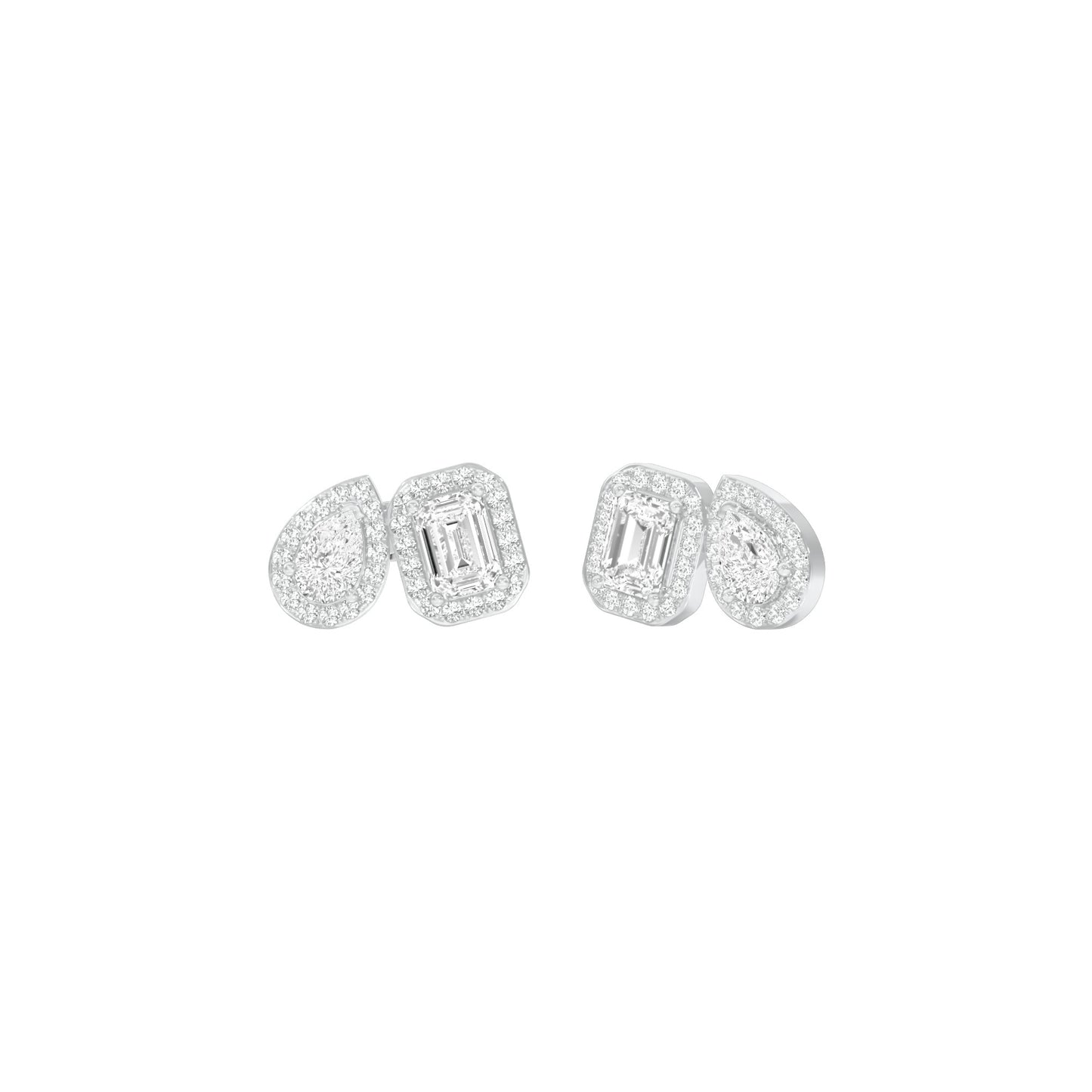Dazzle Tabs Diamond Stud Earrings 18 KT / White Gold