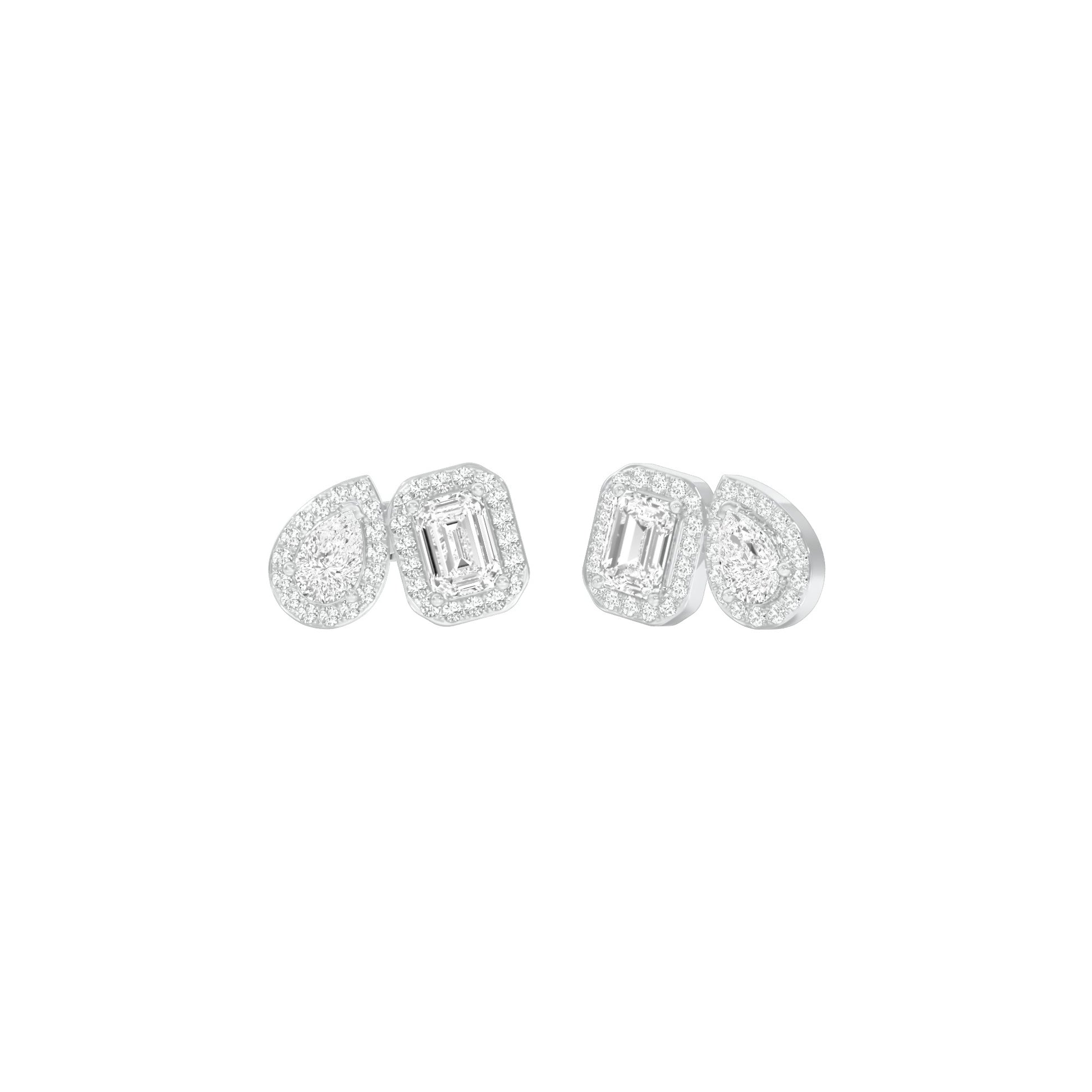 Dazzle Tabs Diamond Stud Earrings 18 KT / White Gold