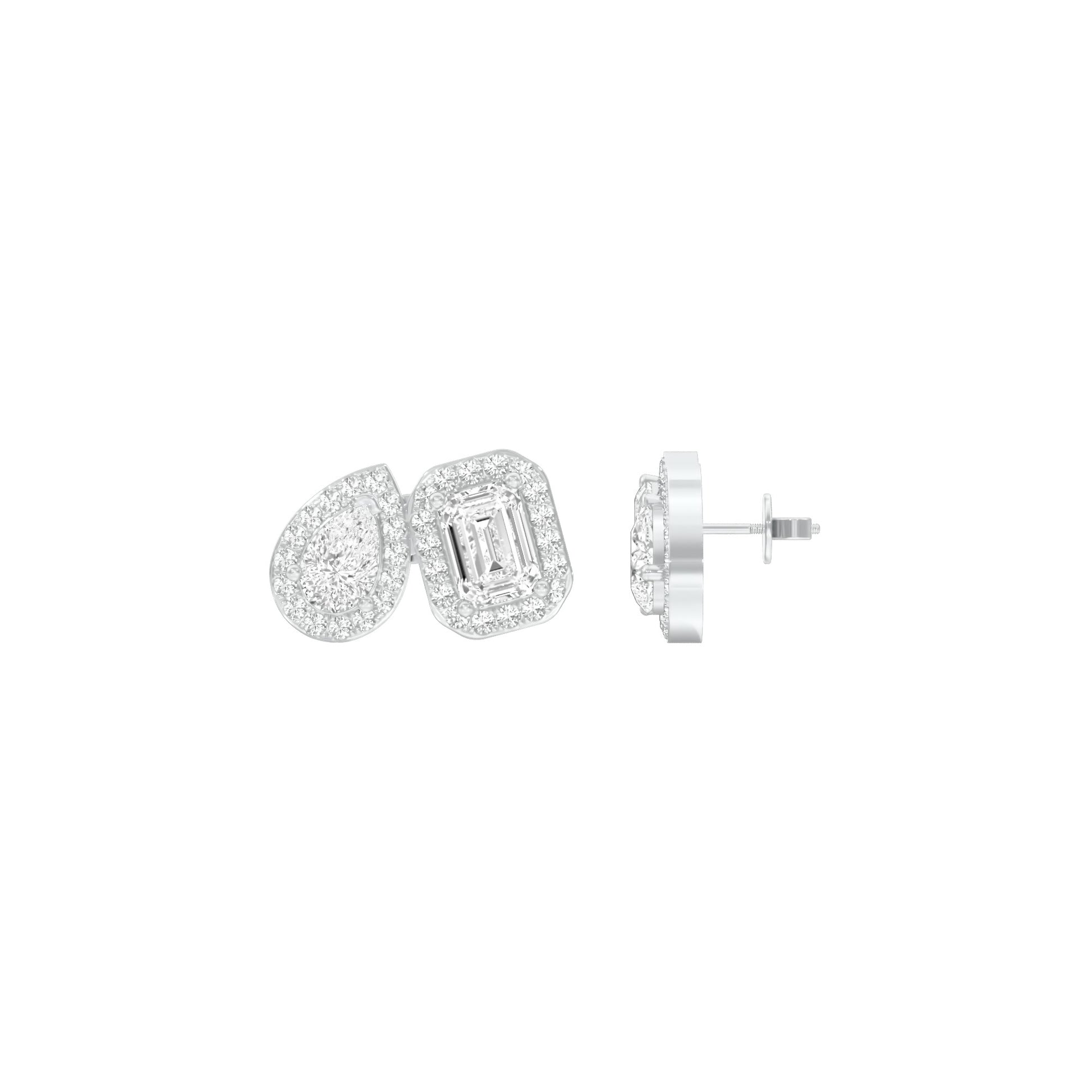 Dazzle Tabs Diamond Stud Earrings 18 KT / White Gold