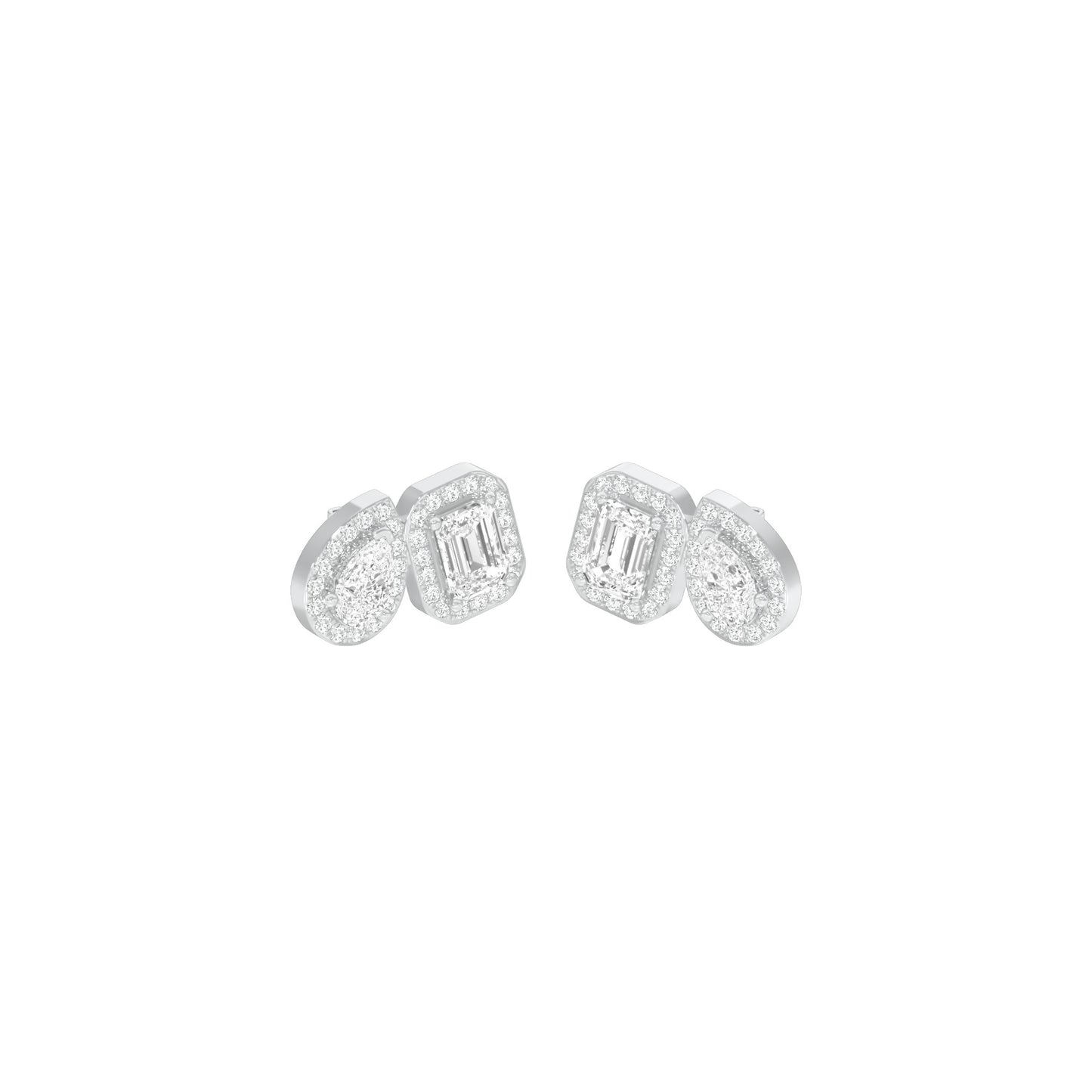 Dazzle Tabs Diamond Stud Earrings 18 KT / White Gold