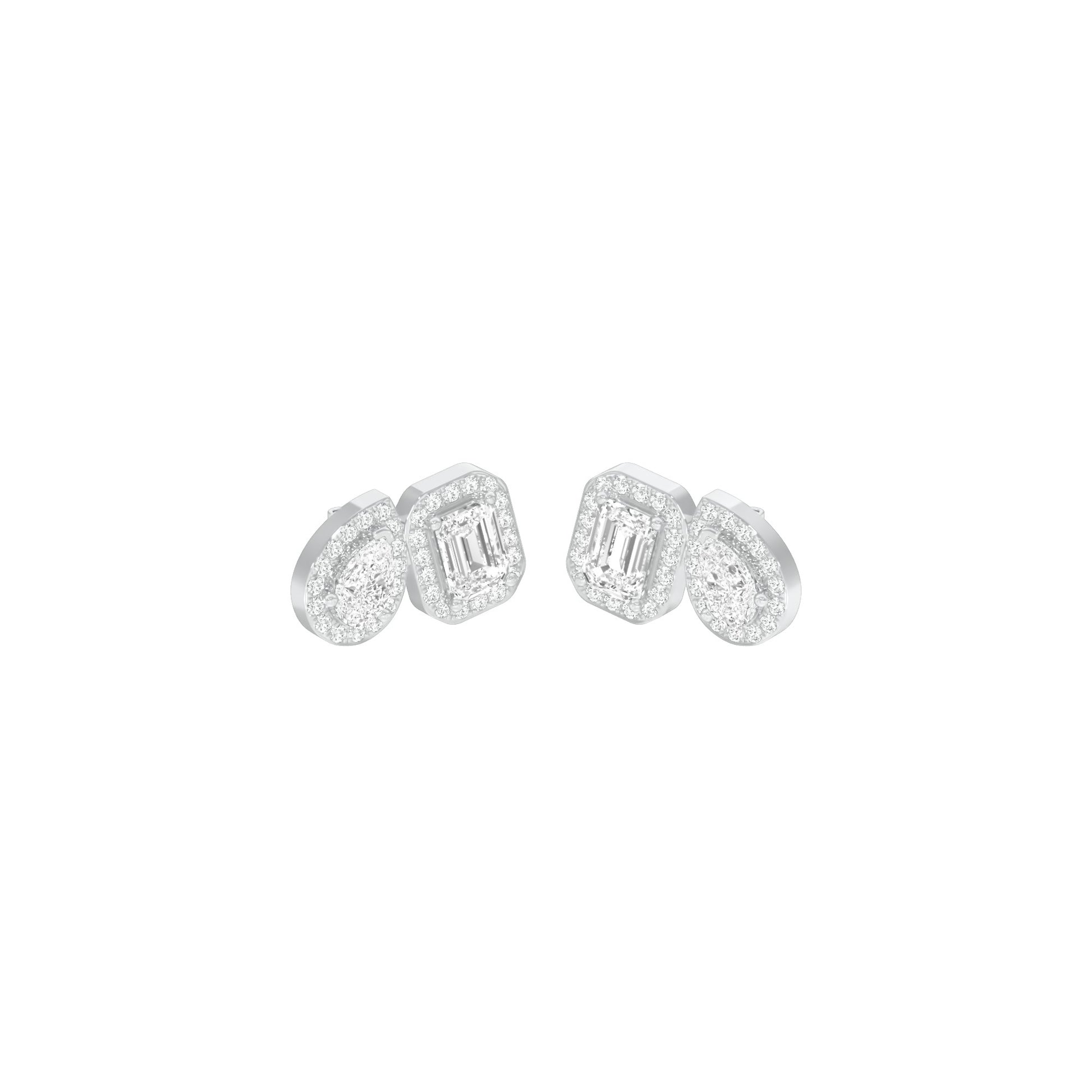 Dazzle Tabs Diamond Stud Earrings 18 KT / White Gold