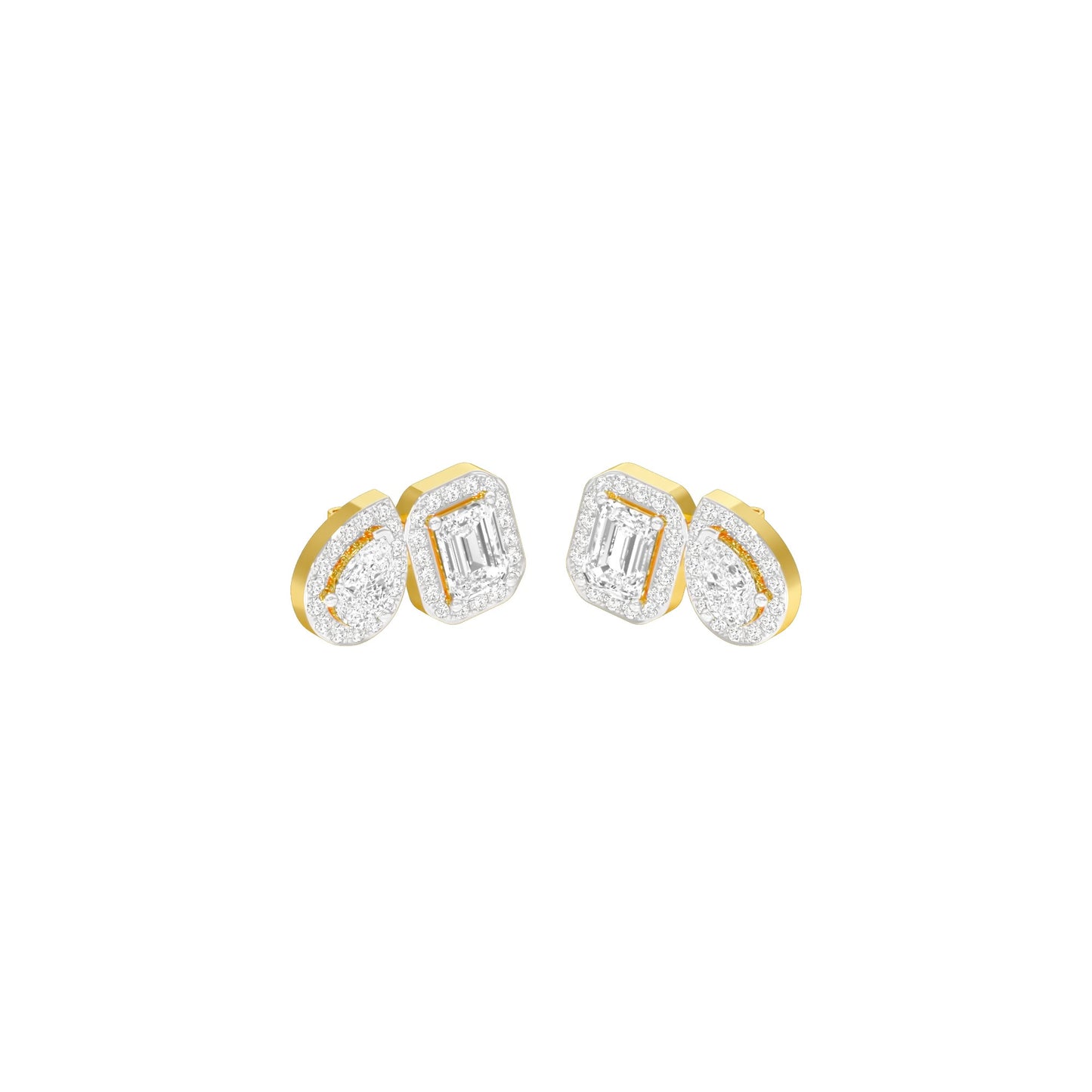 Dazzle Tabs Diamond Stud Earrings 18 KT / Yellow Gold